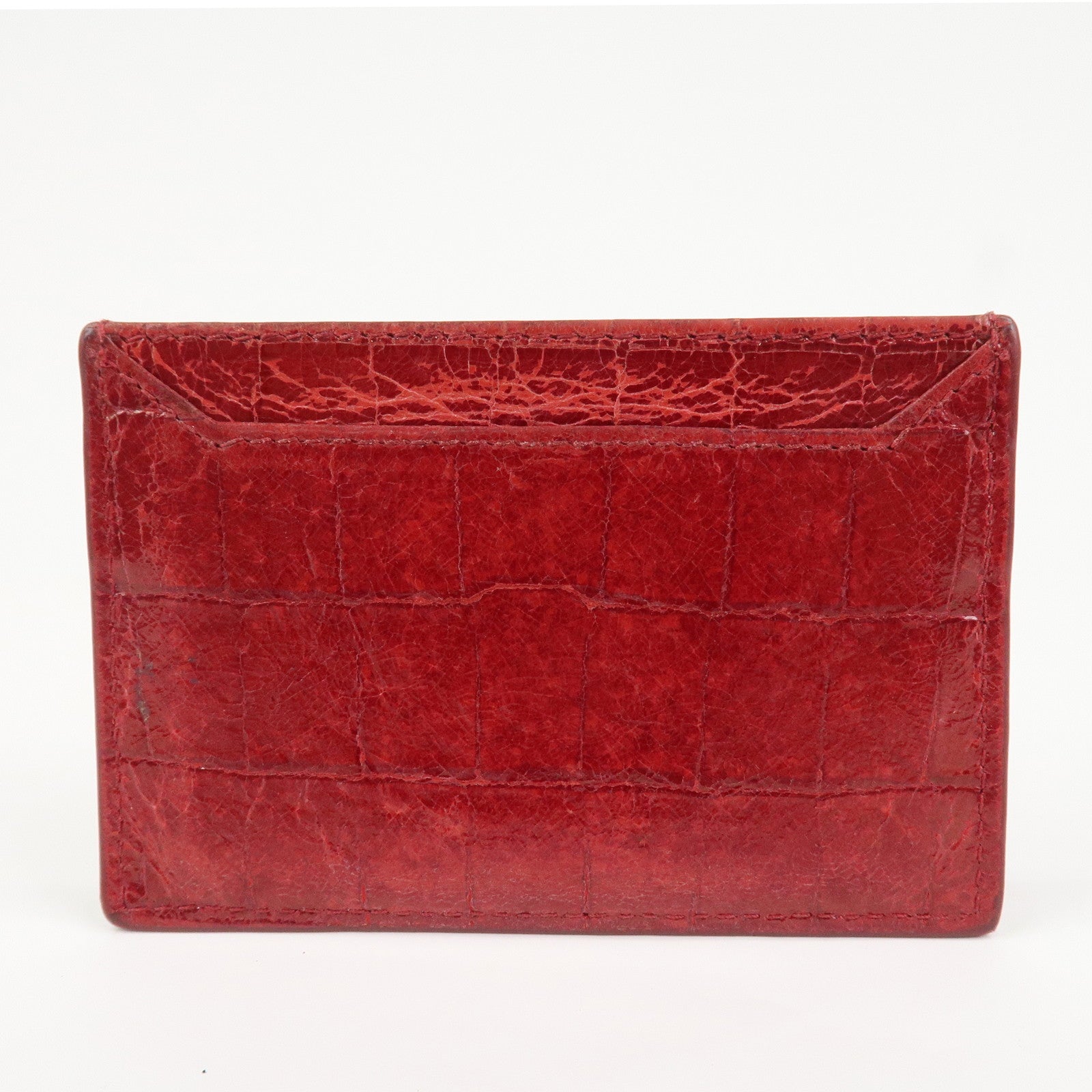 MIU MIU Logo Leather Card Case Card Holder Red