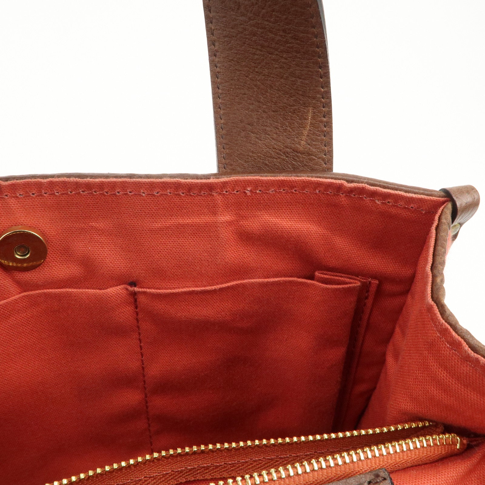 Chloe Knitted Leather Hand Bag Tote Bag Red Brown