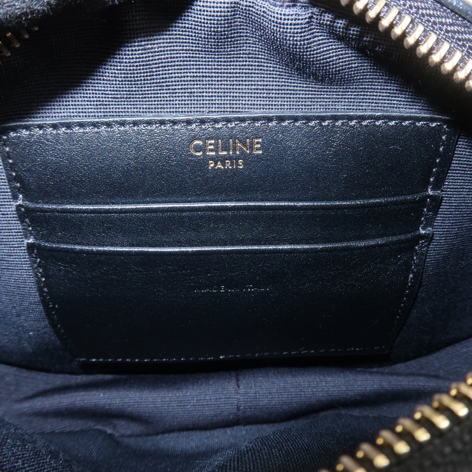 CELINE Calf Leather Shoulder Bag Crossbody Bag Black C Charm