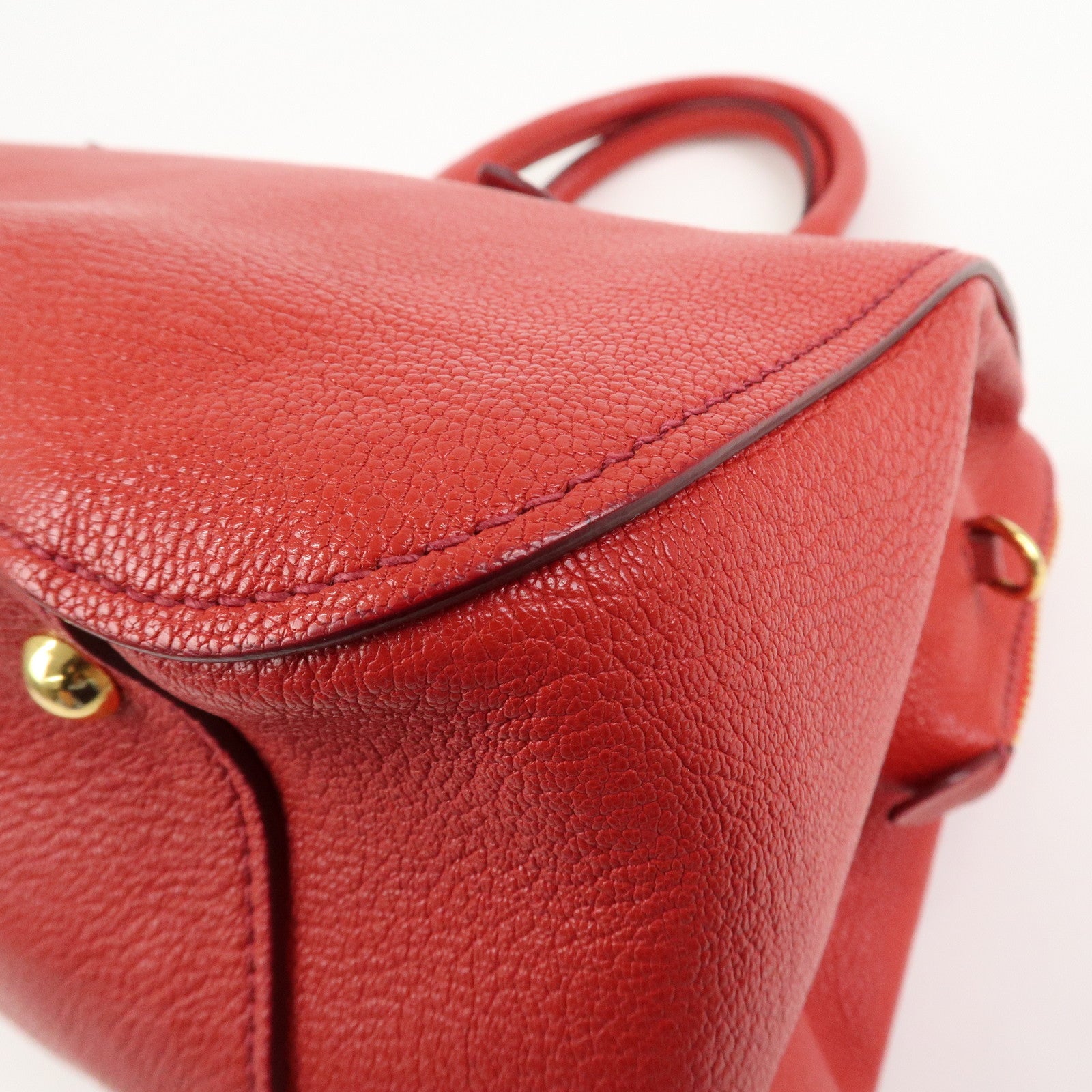 MIU MIU Logo Leather 2Way Bag Hand Bag Shoulder Bag Red RL0060