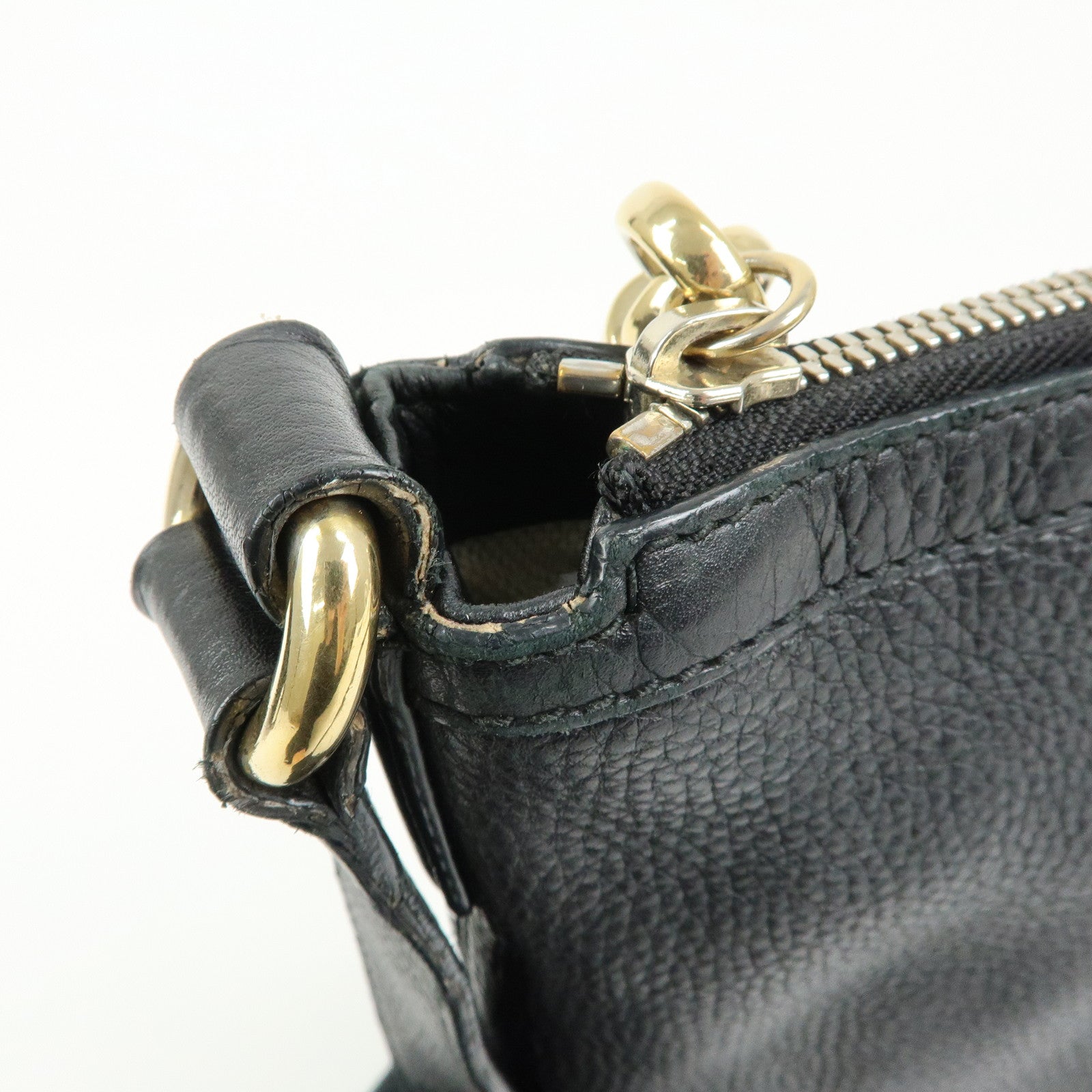 GUCCI SOHO Interlocking G Leather Shoulder Bag Tassel Black 308361