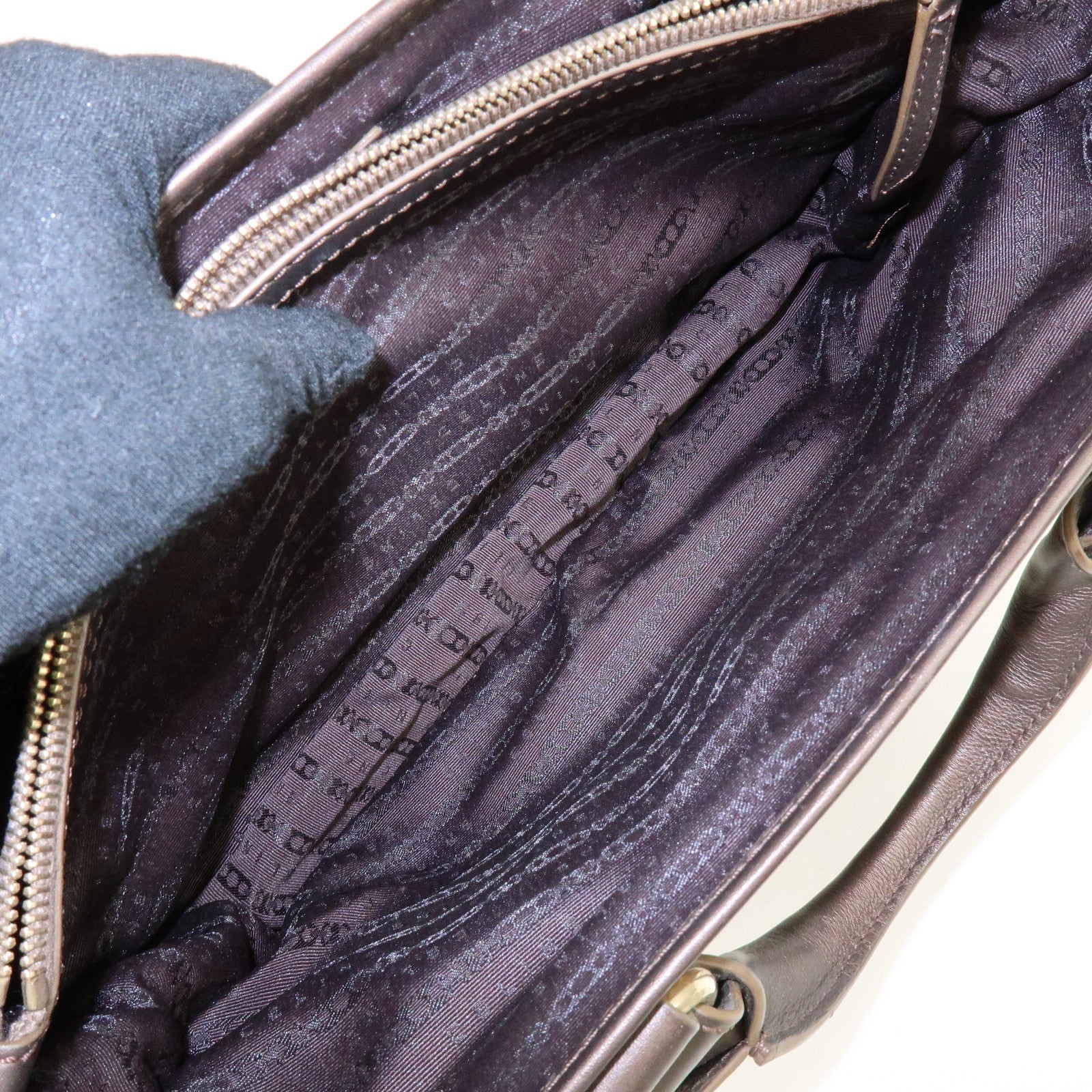 CELINE Macadam Canvas Leather Boogie Bag Hand Bag Brown