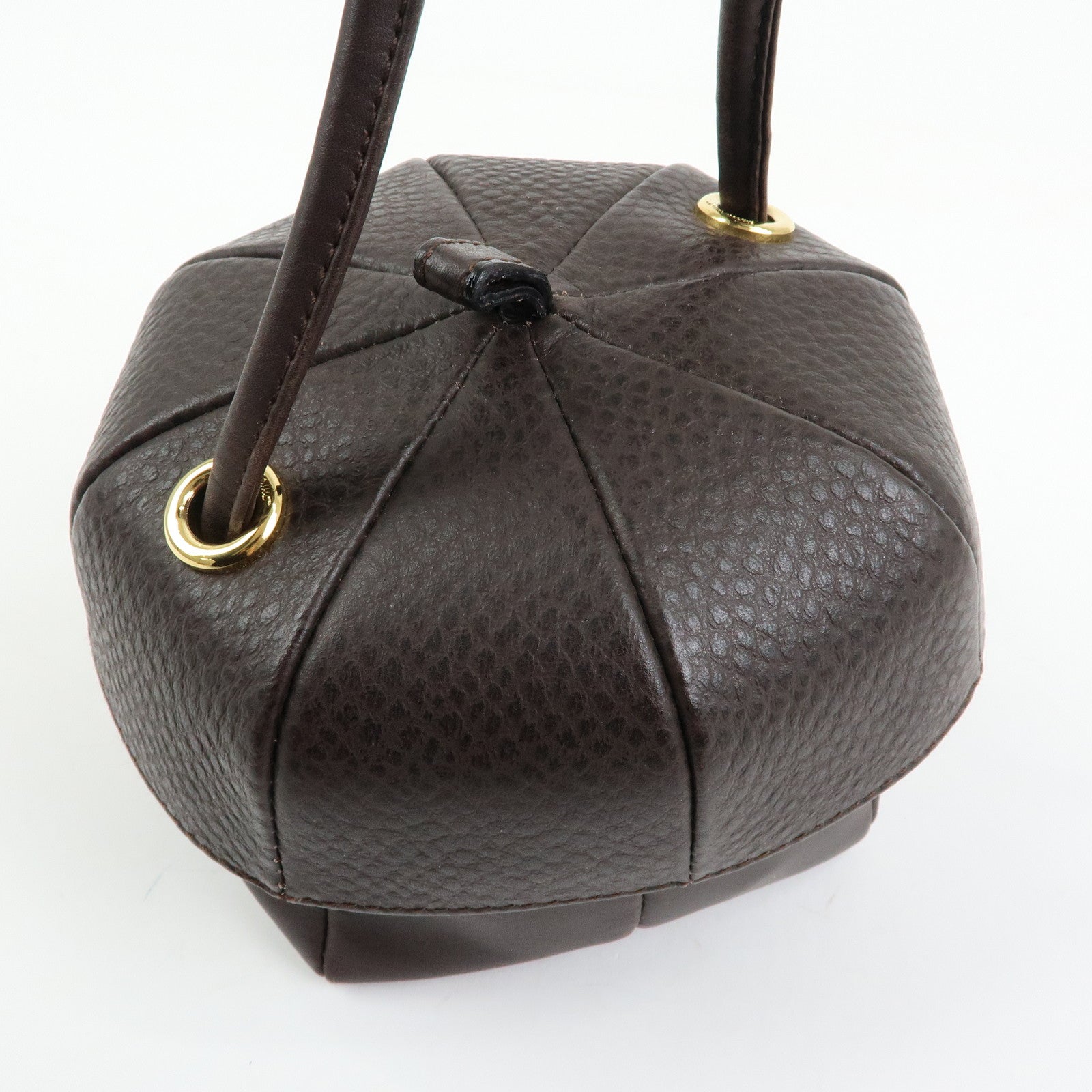 Ferragamo Leather Shoulder Bag Crossbody Bag Acorn Bag Dark Brown