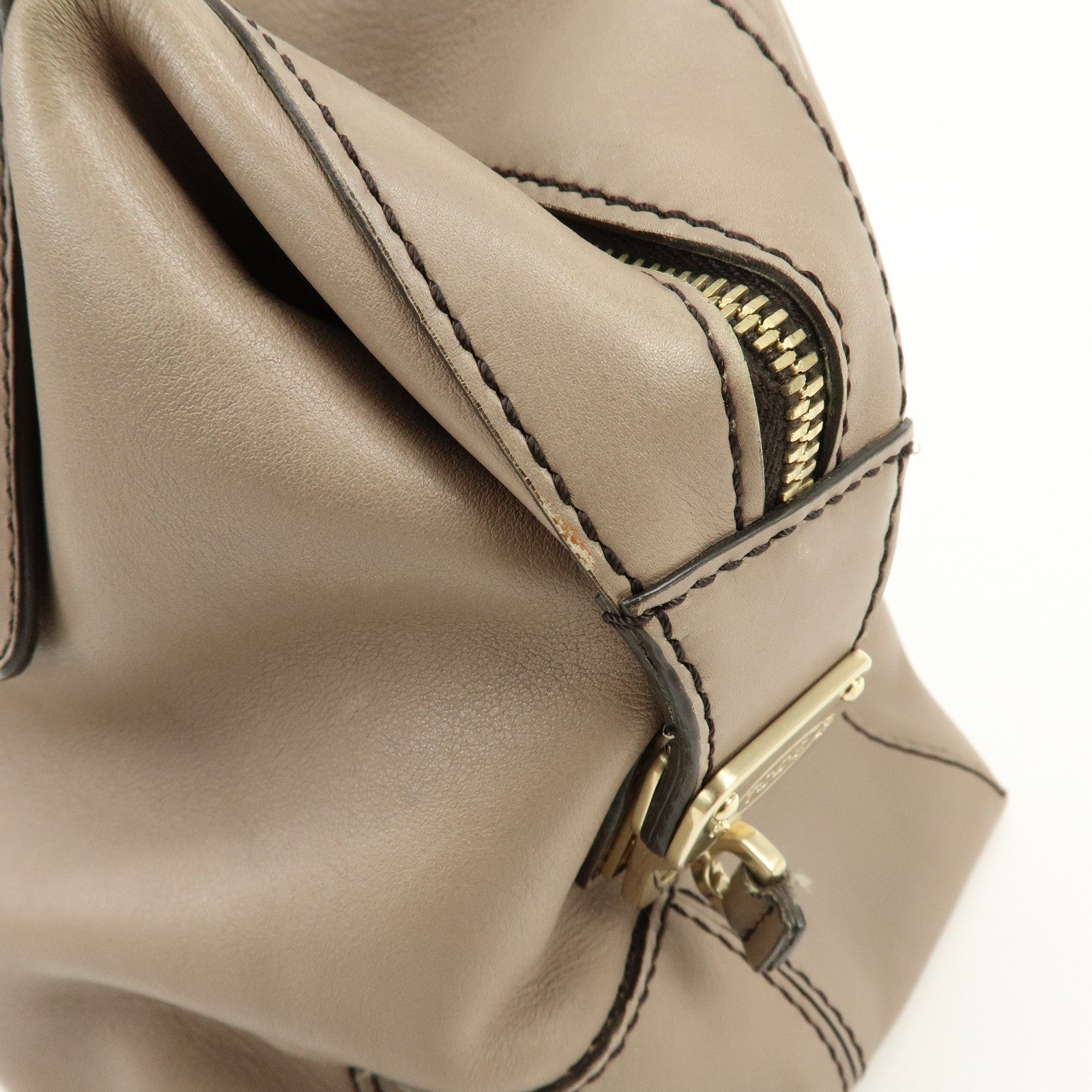 TOD'S D Styling Leather 2Way Bag Hand Bag Shoulder Bag Gray