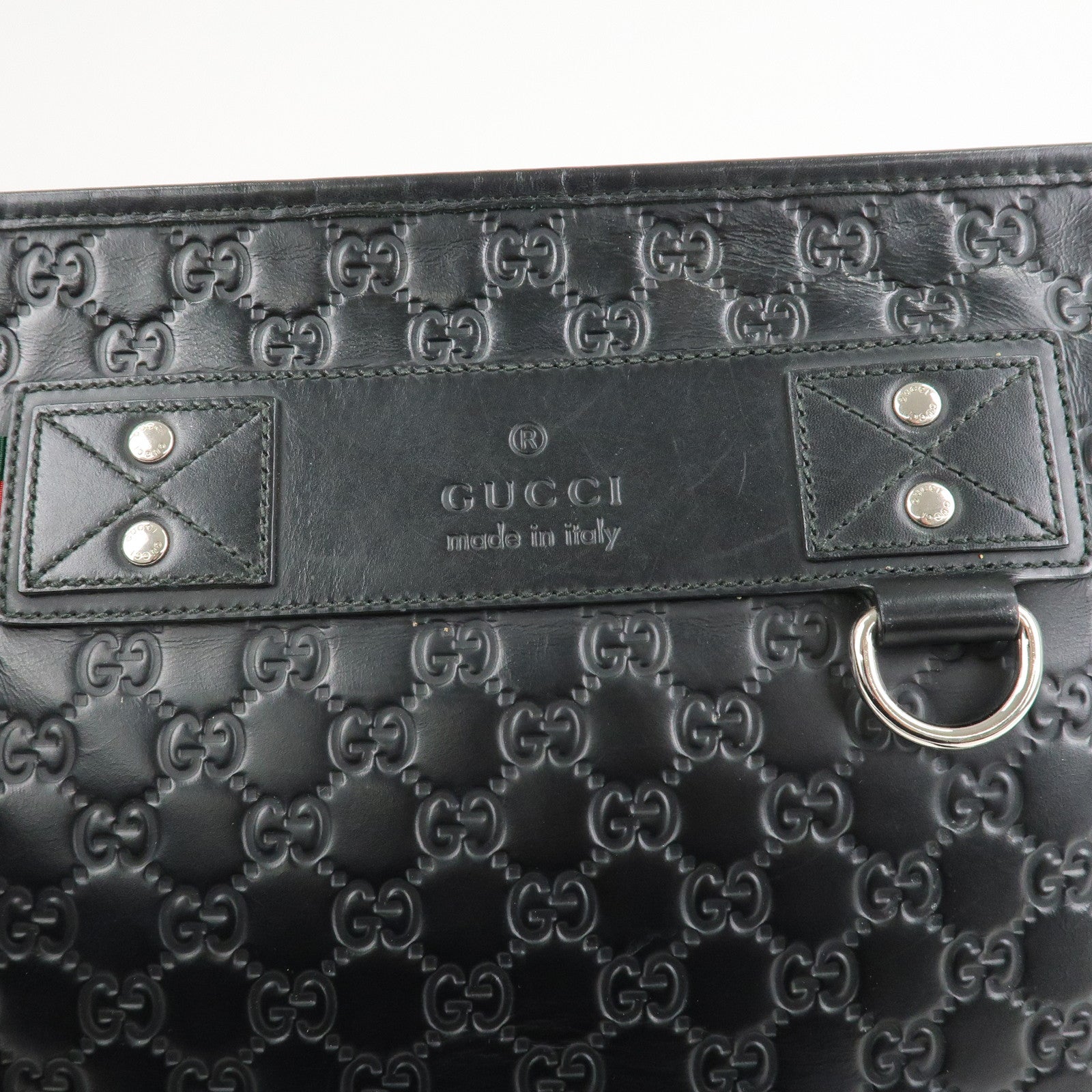 GUCCI Sherry Guccissima Leather Shoulder Bag Black 322080