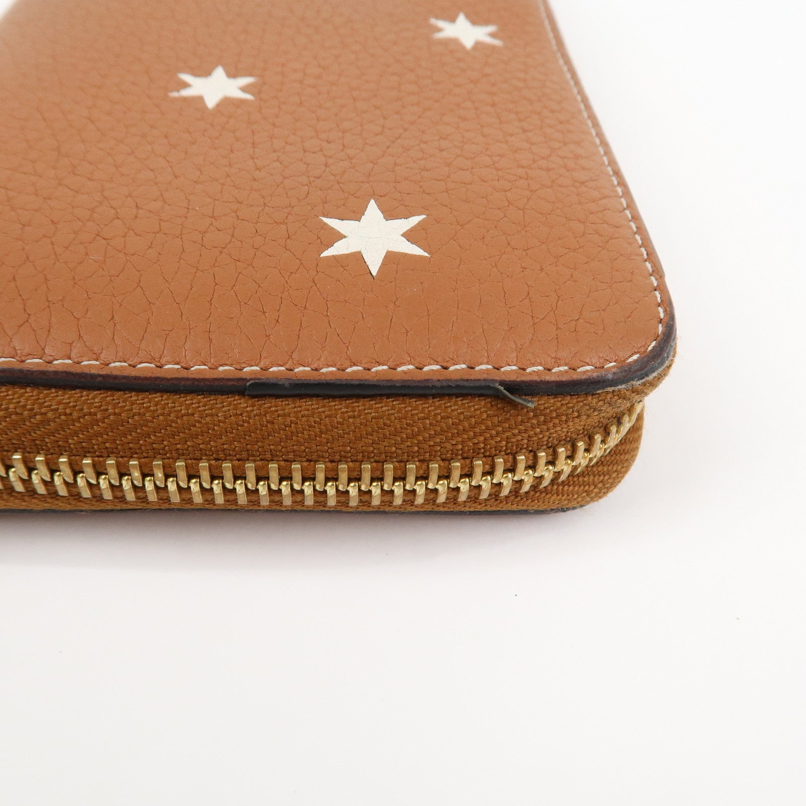 LOEWE Anagram Leather Round Zippy Wallet Long Wallet Camel
