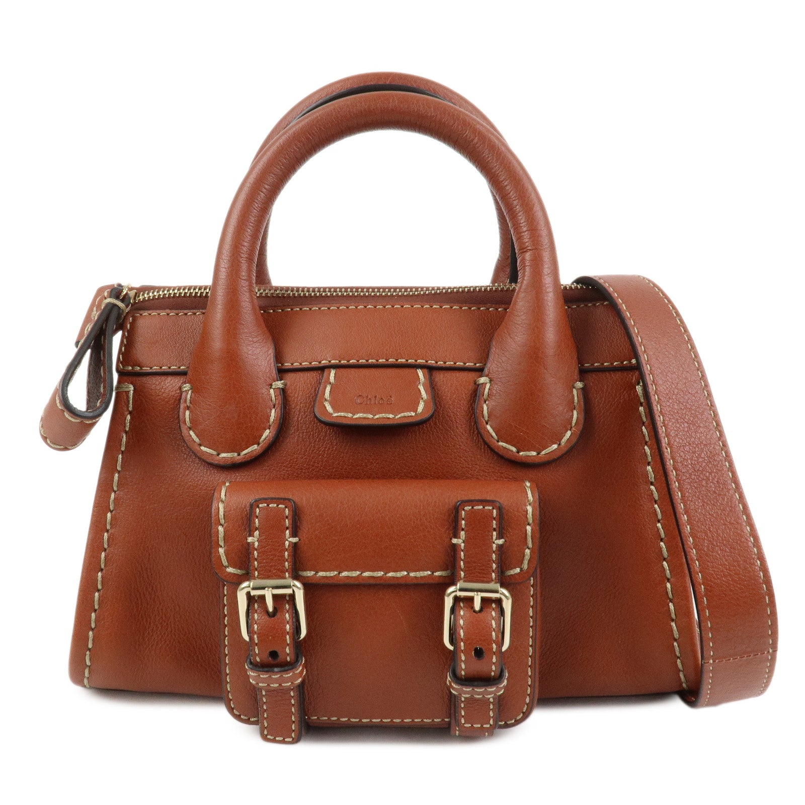 Chloe Edith Leather 2Way Bag Shoulder Bag Hand Bag Brown