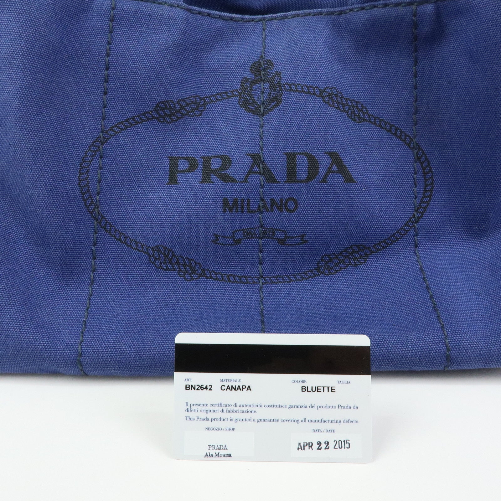 PRADA Triangle Logo Canapa 2Way Tote Bag Hand Bag Blue BN2642