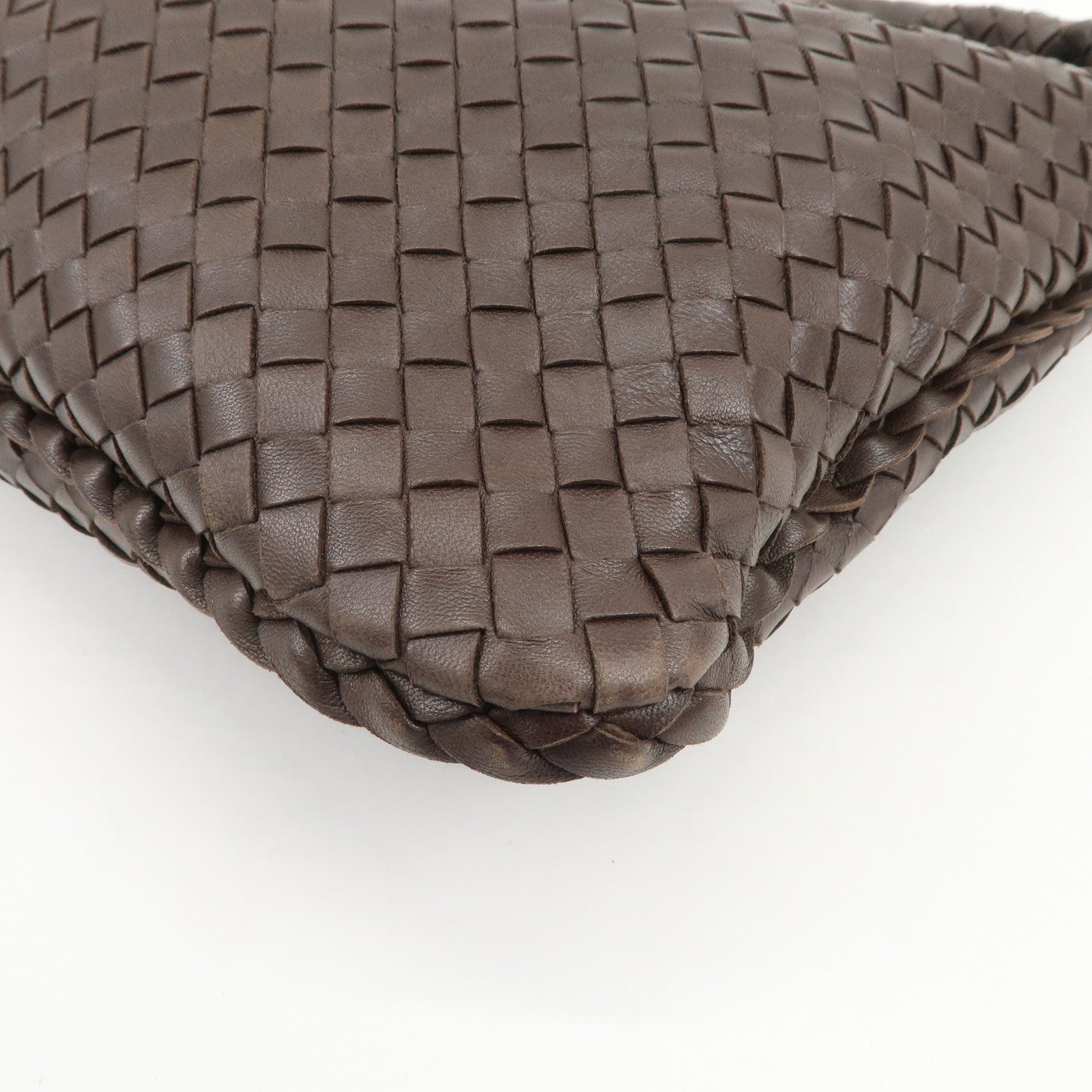 BOTTEGA VENETA Hobo Intrecciato Leather Shoulder Bag Hand Bag Brown