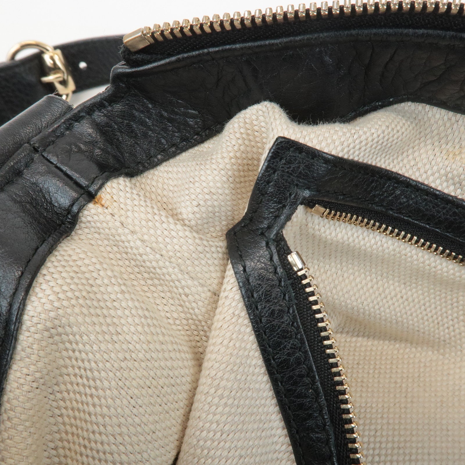 GUCCI SOHO Interlocking G Leather Shoulder Bag Black 308361 Used