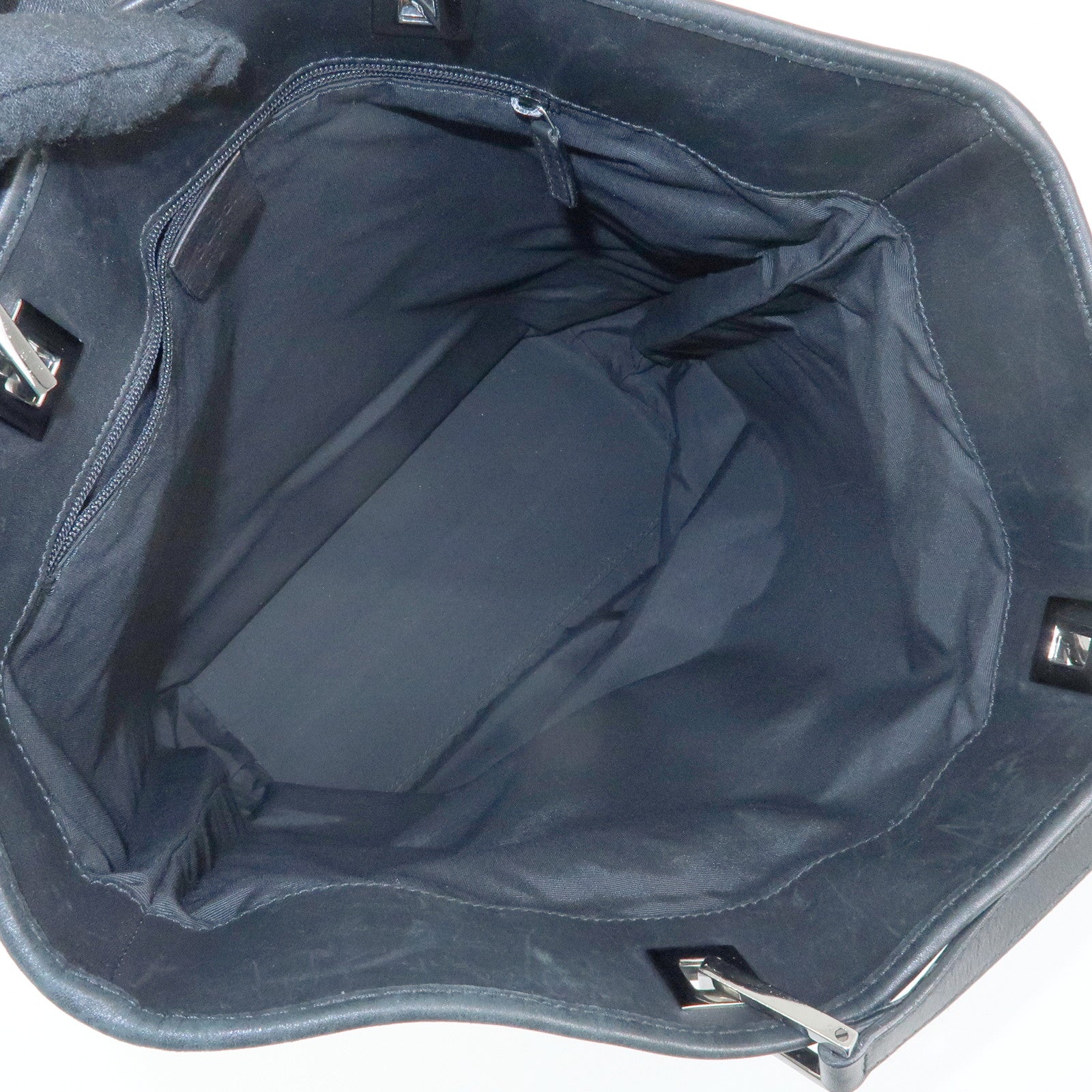 GUCCI GG Denim Leather Tote Bag Shoulder Bag Black 31243