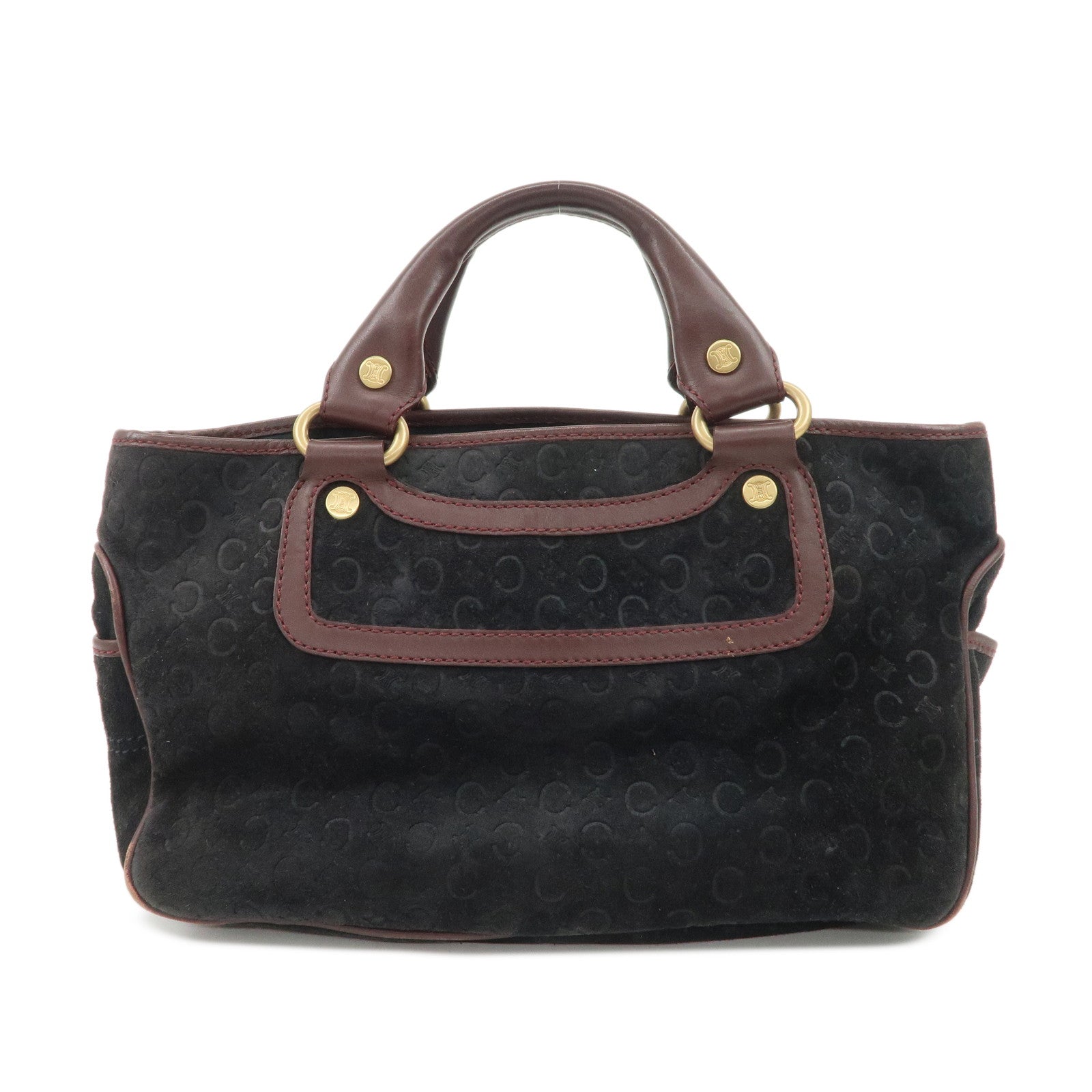 CELINE C Macadam Suede Leather Boogie Bag Bordeaux Black