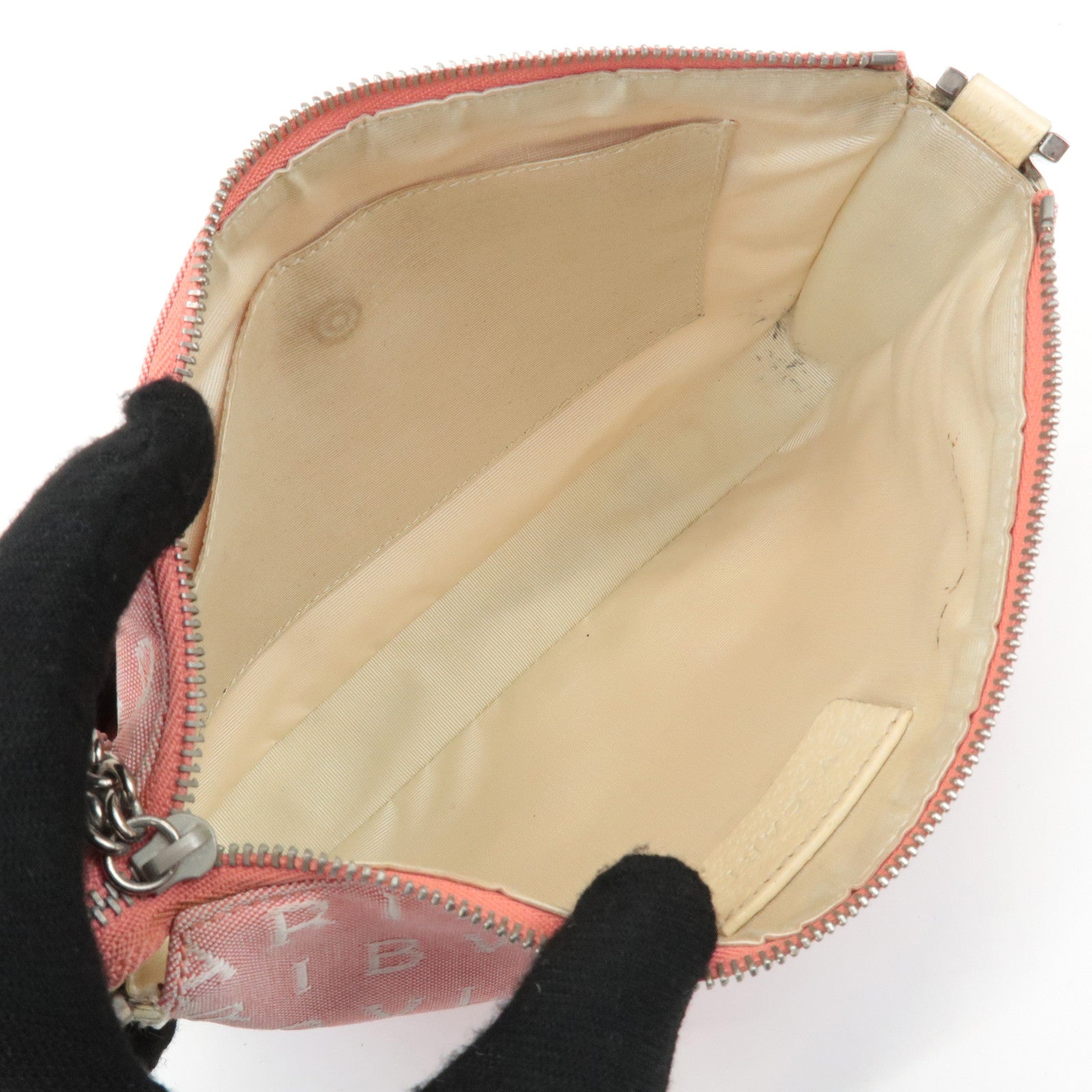 BVLGARI Logo Mania Leather Canvas Shoulder Bag Hand Bag Pink Used