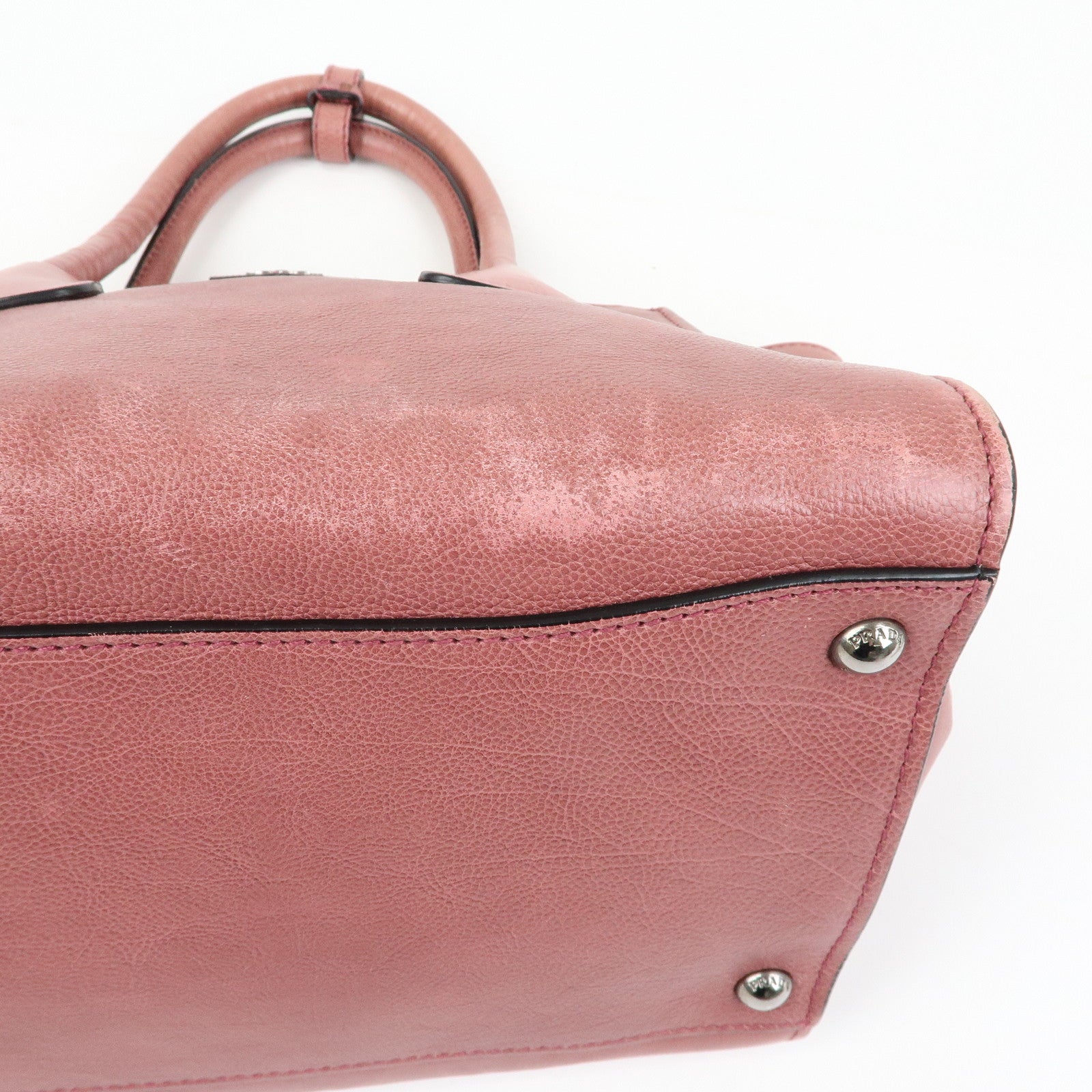 PRADA Triangle Logo Leather 2Way Bag Hand Bag Shoulder Bag Pink