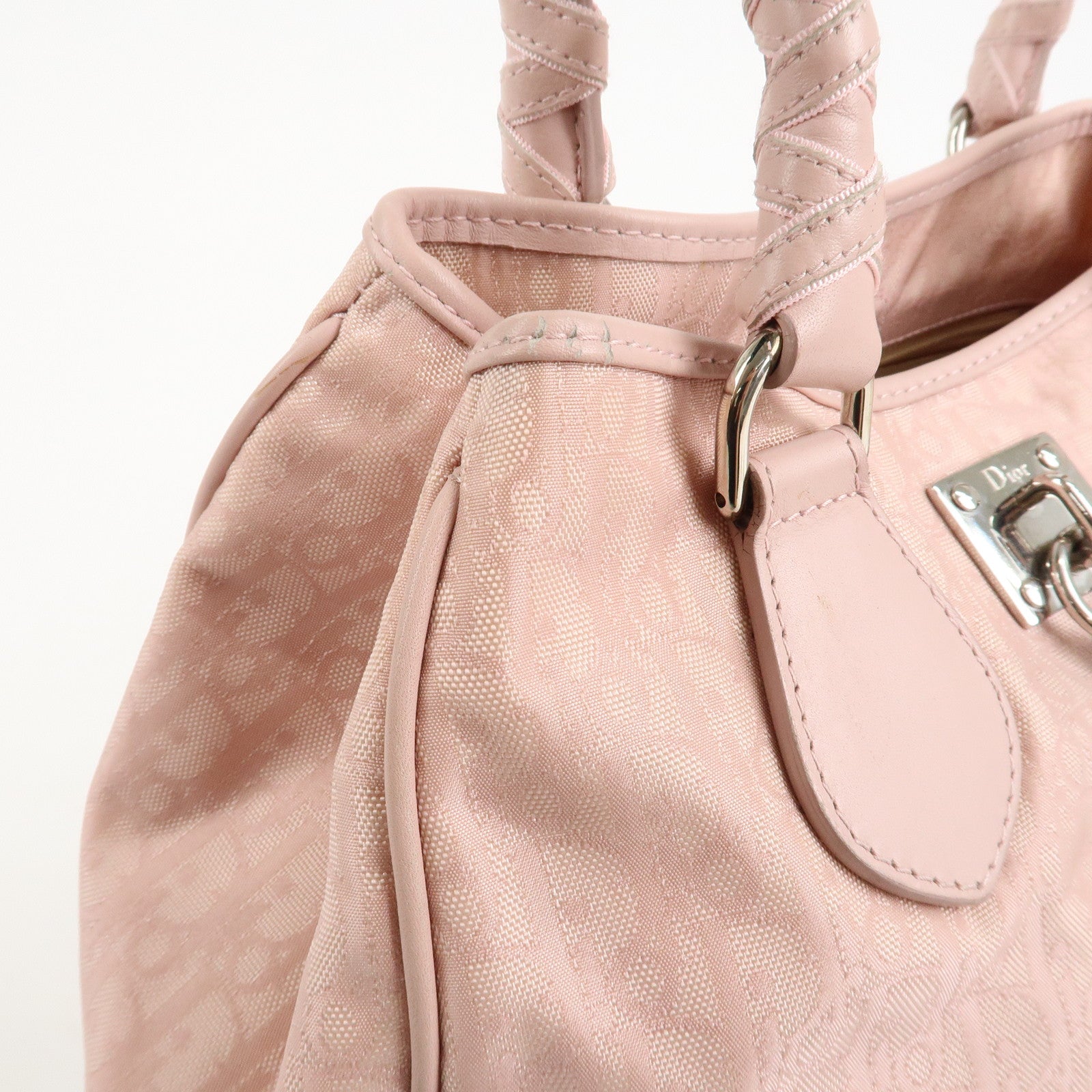 Christian Dior Trotter Leather Nylon Hand Bag Shoulder Bag Pink Used