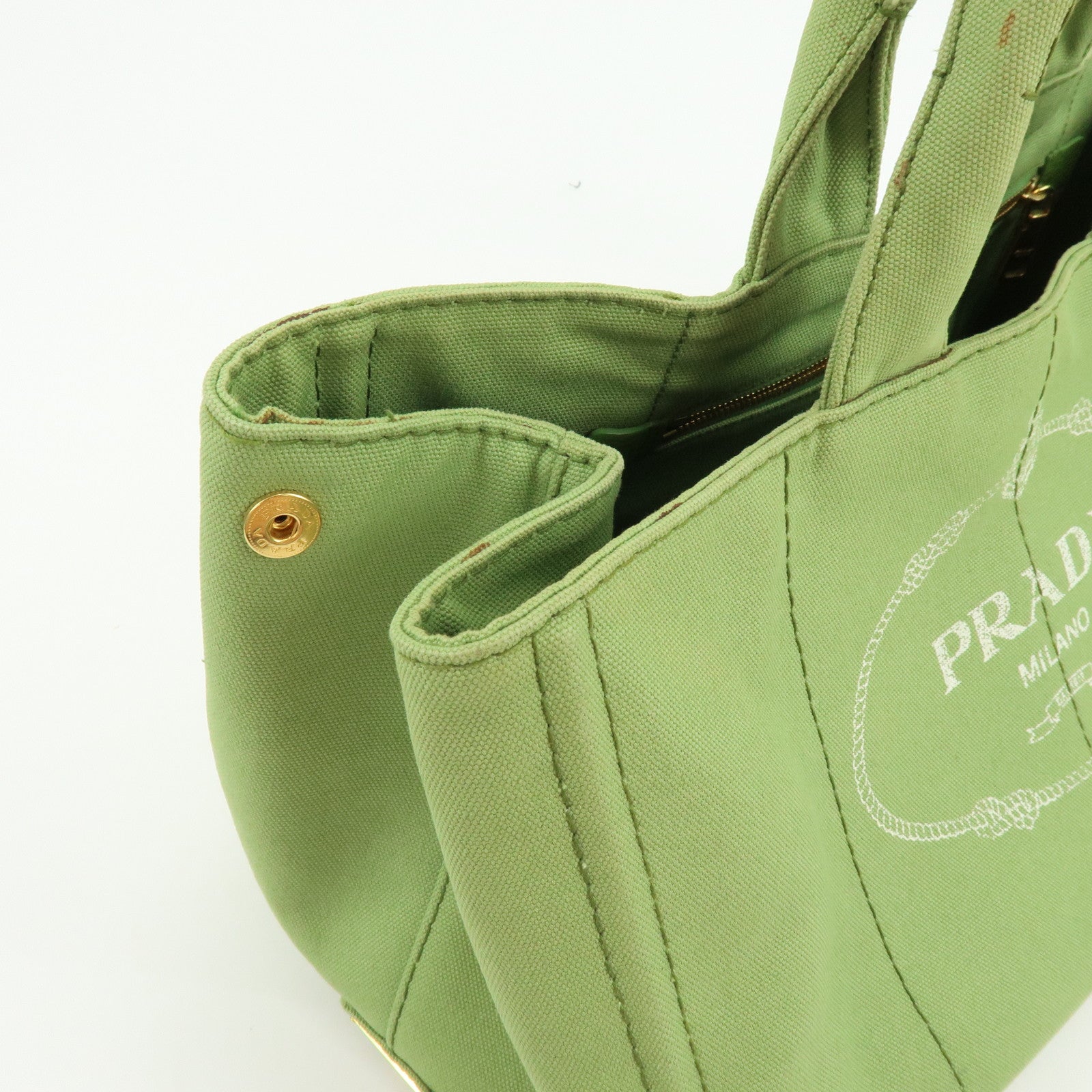 PRADA Canapa Large Triangle Logo Canvas Tote Bag Hand Bag B1872B