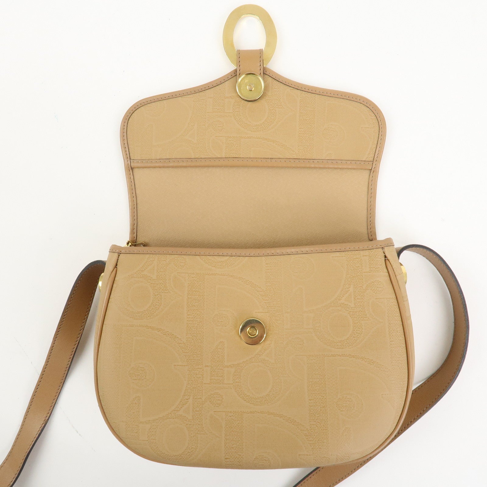 Christian Dior PVC Leather Shoulder Bag Crossbody Bag Brown