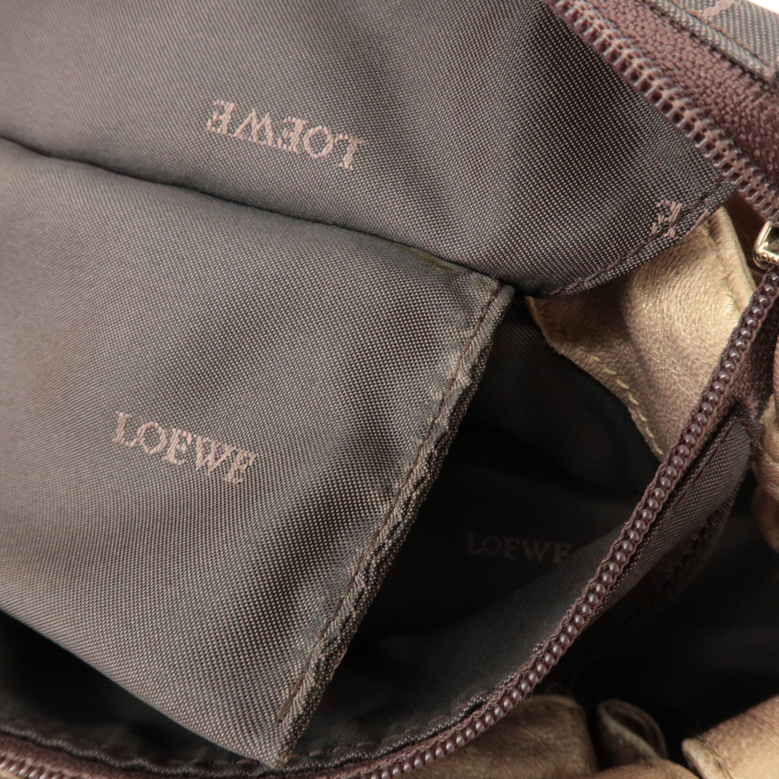 LOEWE Anagram Leather Mini Nappa Aire Hand Bag Tote Bag Gold Used