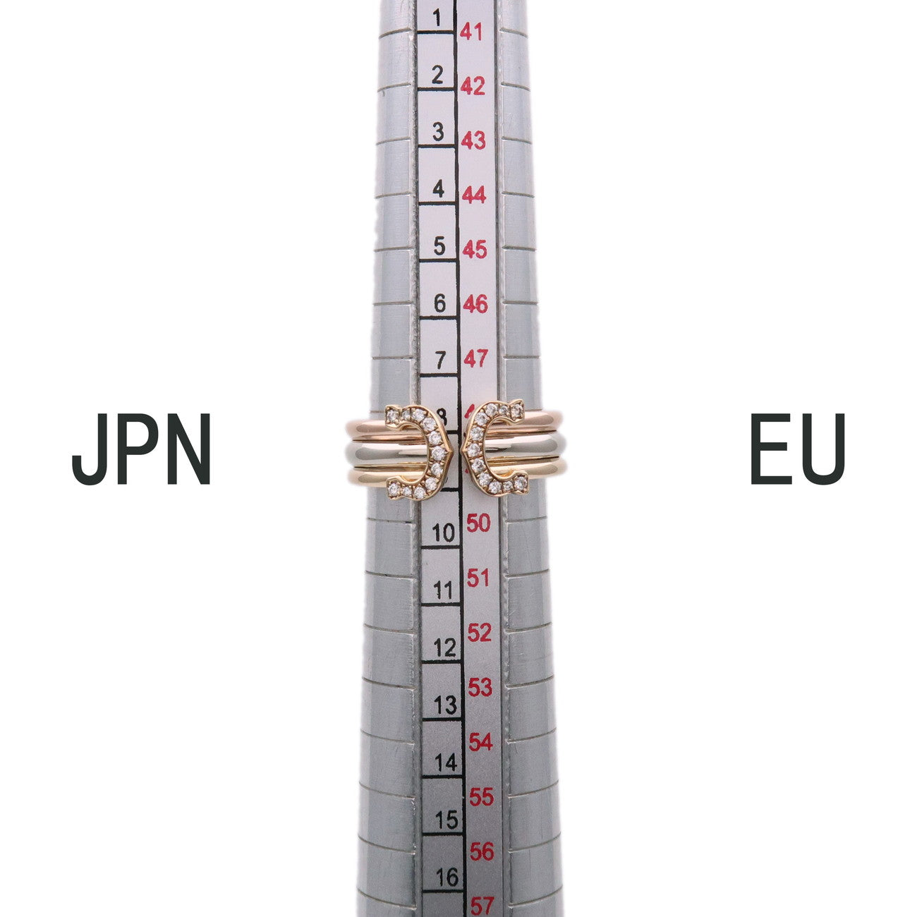 Cartier 2C Diamond Ring SM Three Color 750YG/PG/WG #48 US4.5 EU49