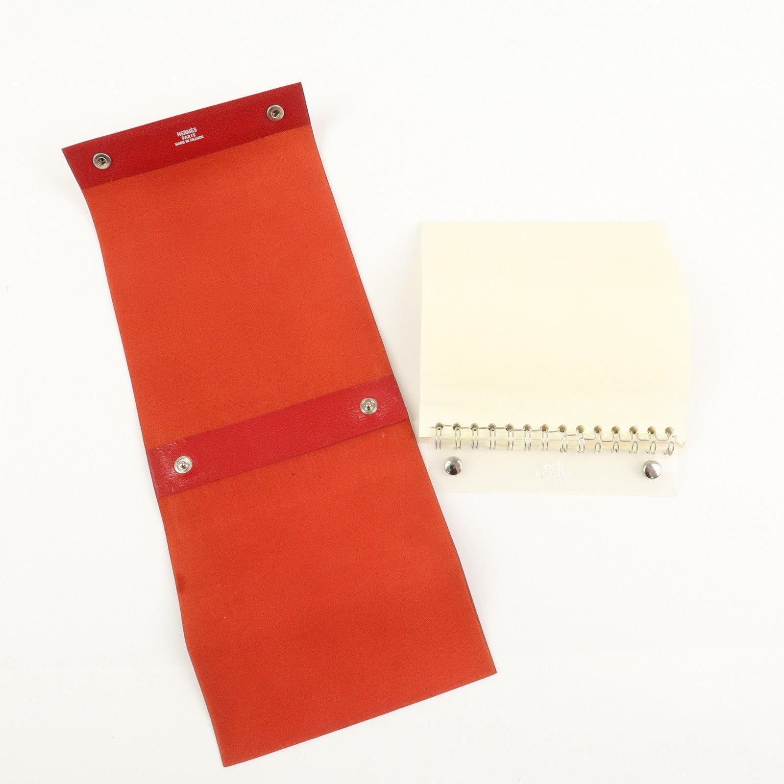 HERMES Cahier Rouleaul Leather Notebook Cover Red