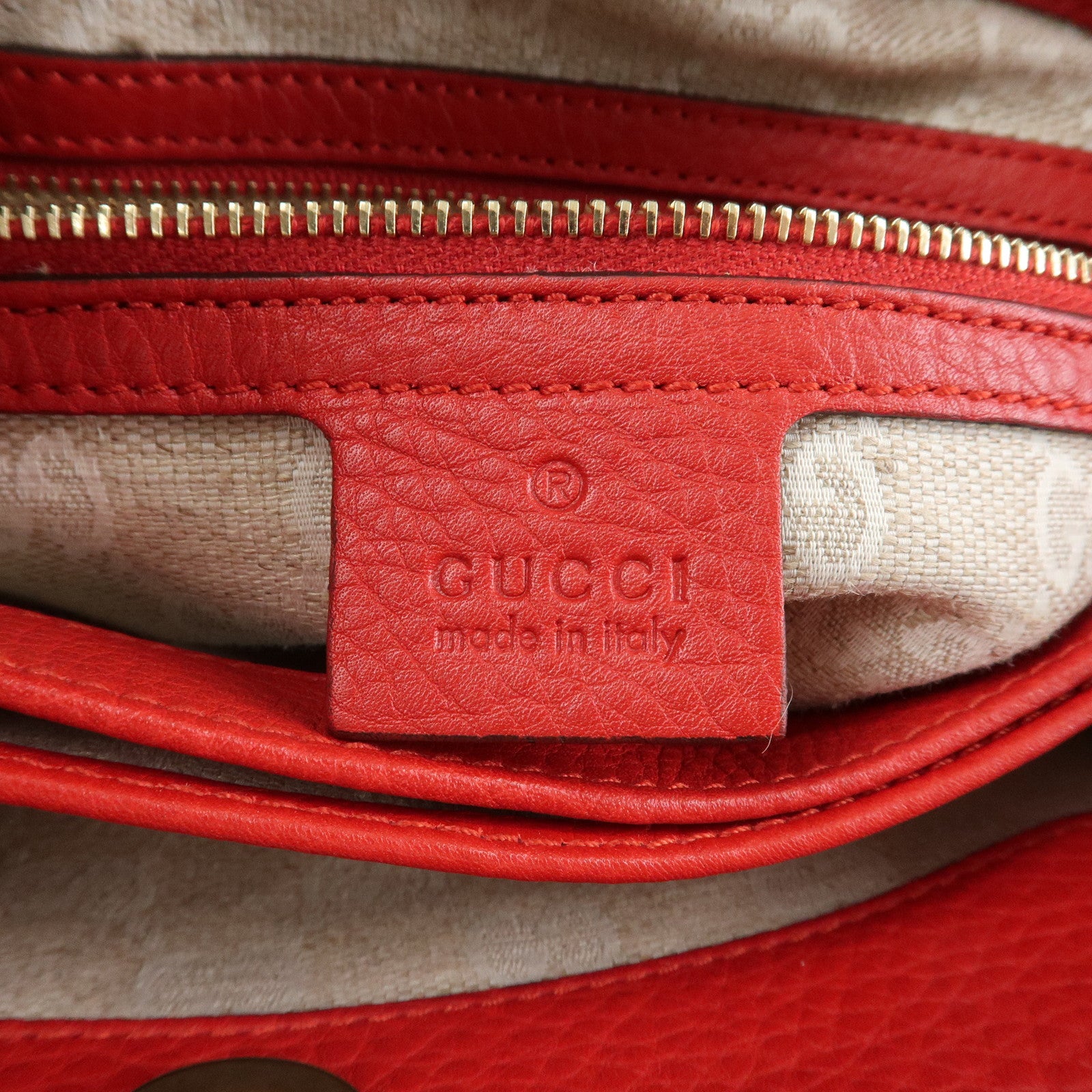 GUCCI Bamboo Leather 2Way Shoulder Bag Hand Bag Red 308360