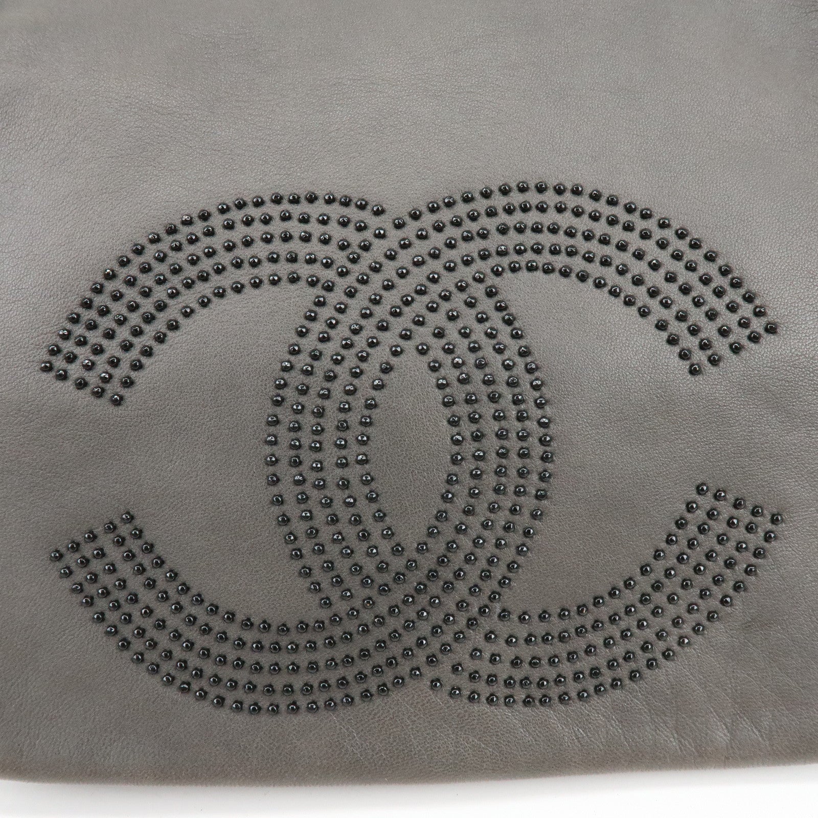 CHANEL COCO Mark Lamb Skin Chain Flap Shoulder Bag Gray