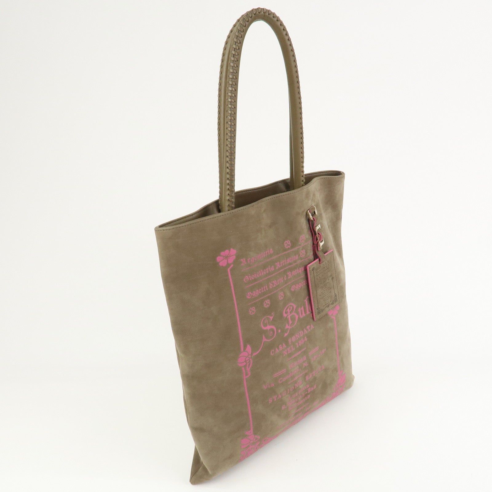 BVLGARI Collezione Leather Tote Bag Hand Bag Brown EK.C10.31337