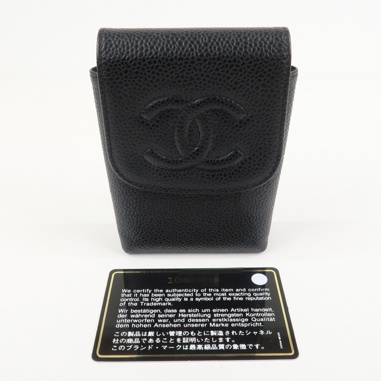 CHANEL COCO Mark Caviarskin Cigarette Case Black Noir A13511