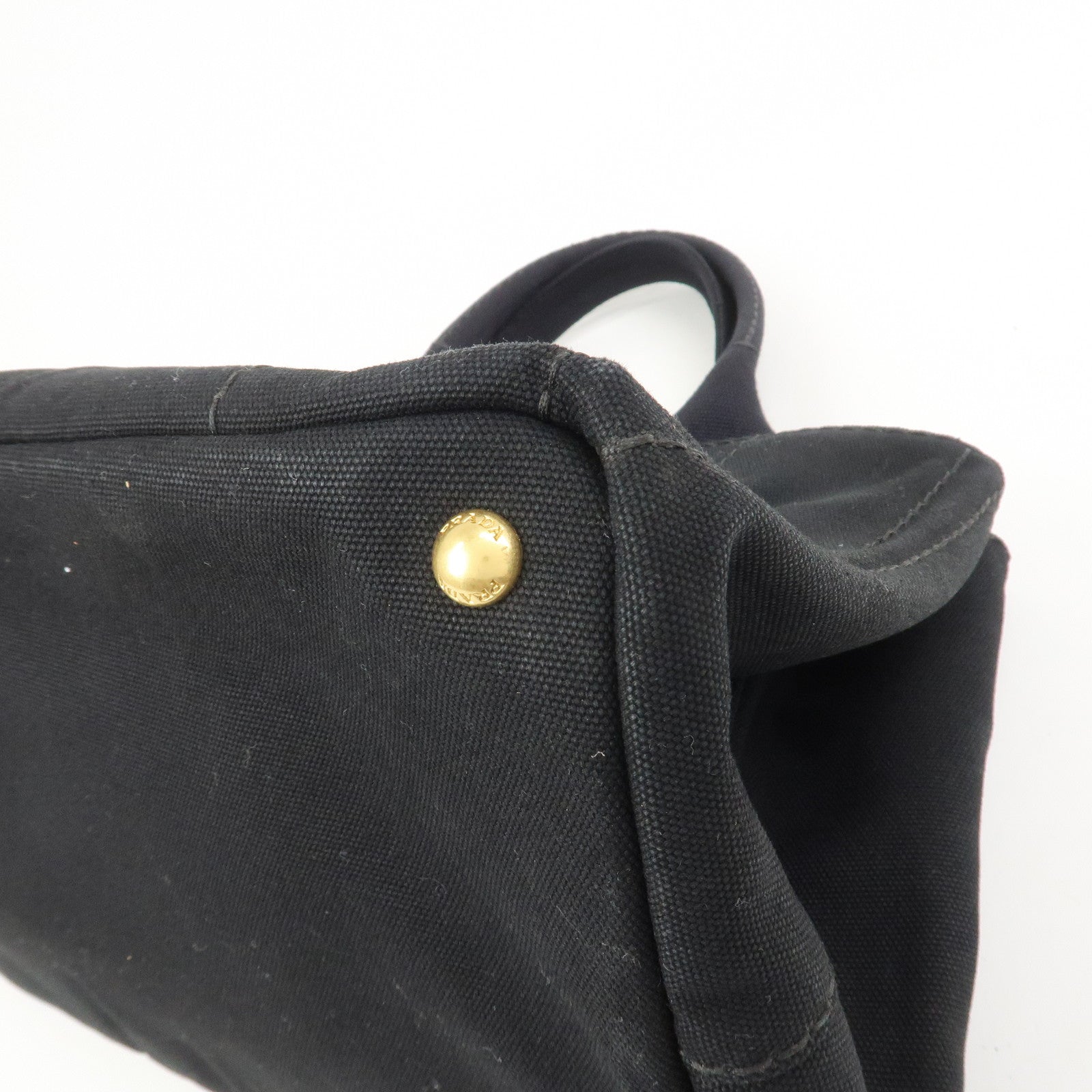 PRADA Logo Canapa Canvas Denim Tote Bag Hand Bag B1877B