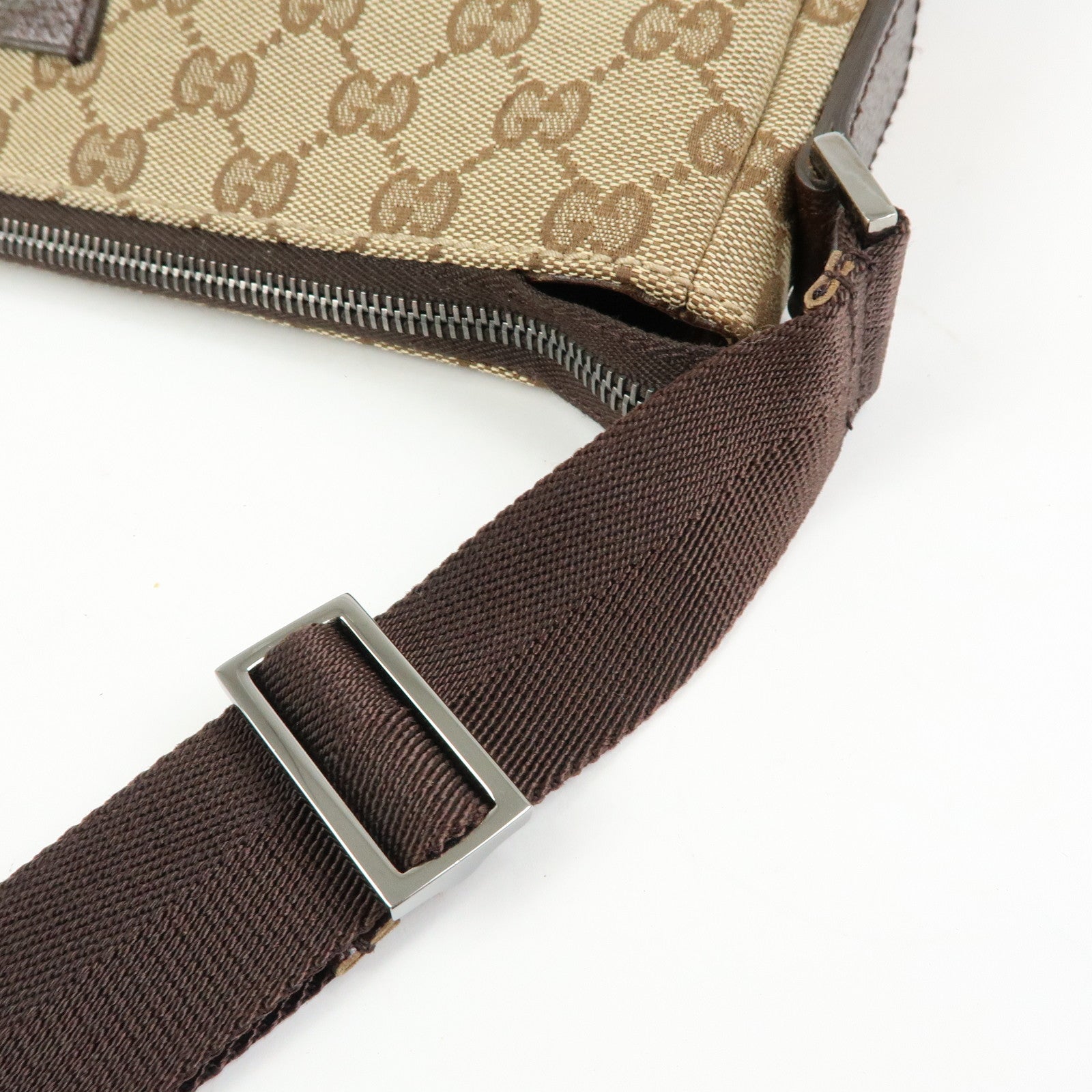 GUCCI GG Canvas Leather Crossbody Shoulder Bag Beige Brown 114273