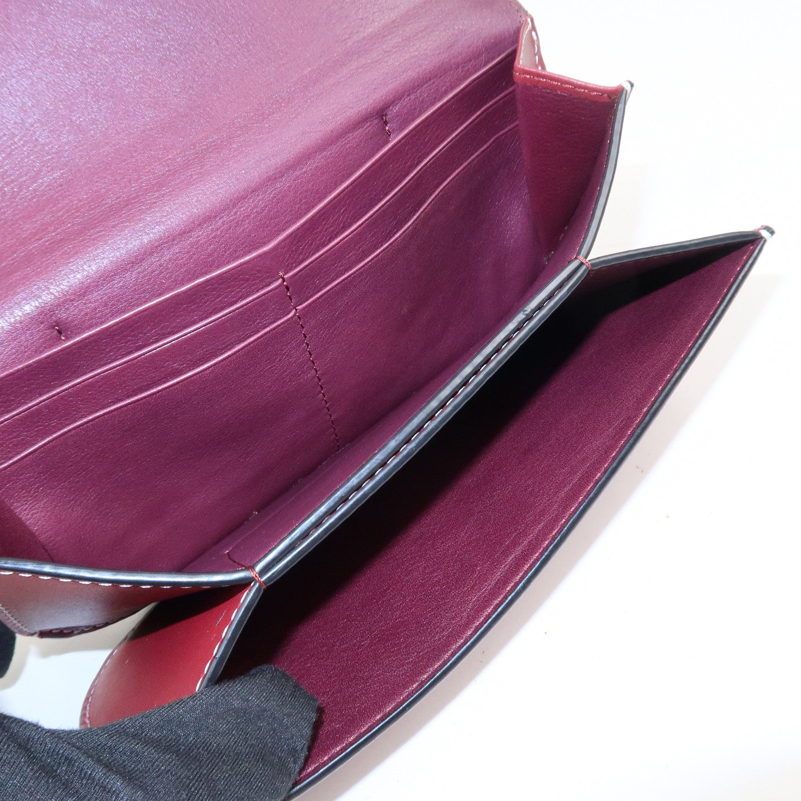 LOEWE Anagram Gate Continental Leather Long Wallet Bordeaux