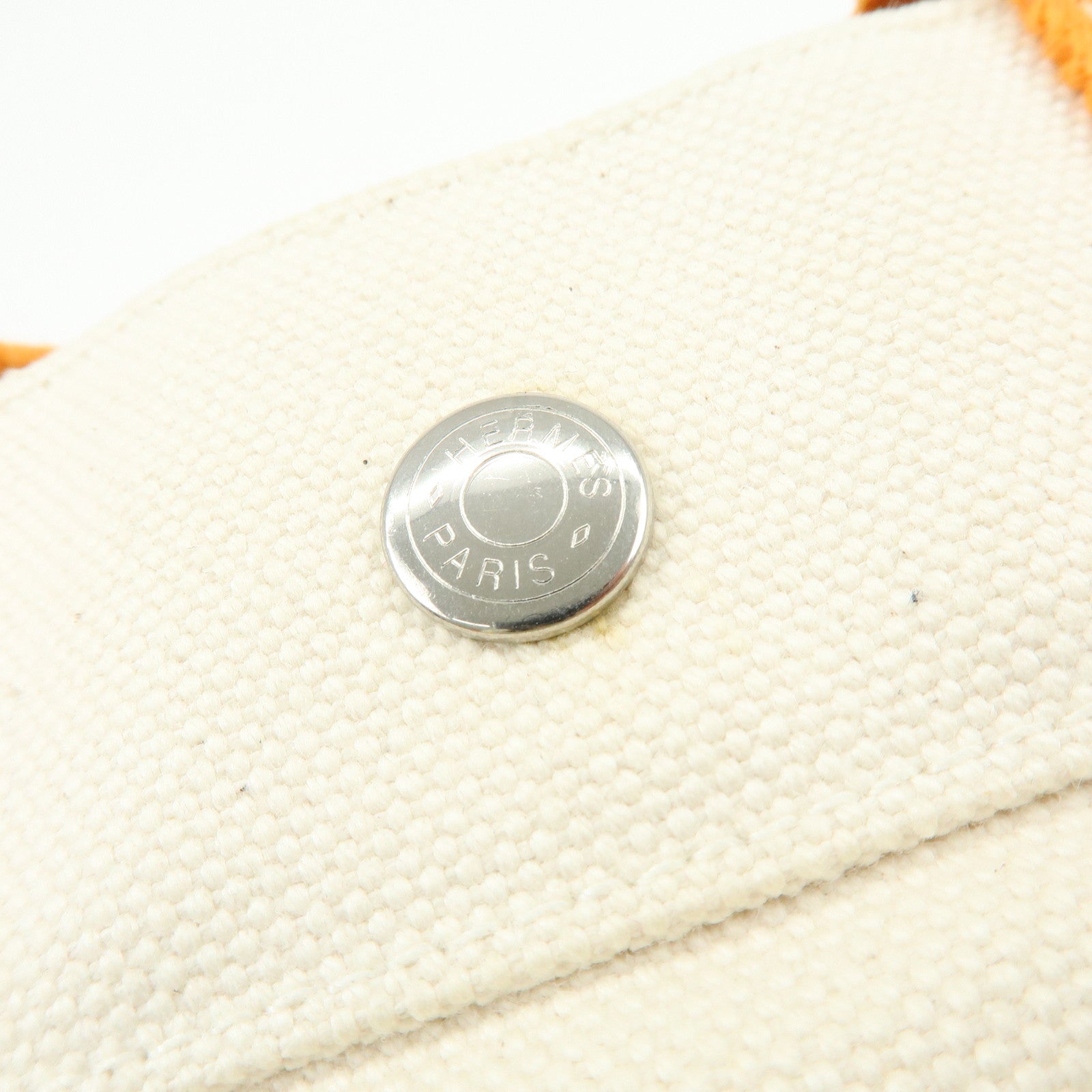 HERMES Bora Bora PM Canvas Tote Bag Hand Bag Natural Orange