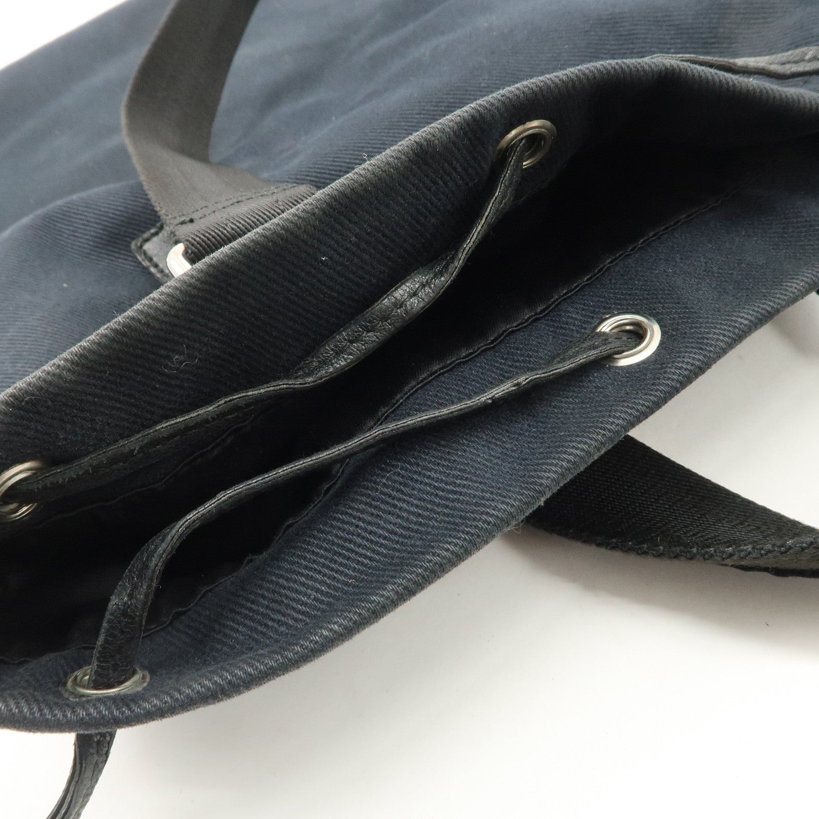 Saint Laurent Leather Canvas Velour Bijou Tote Bag Black Used