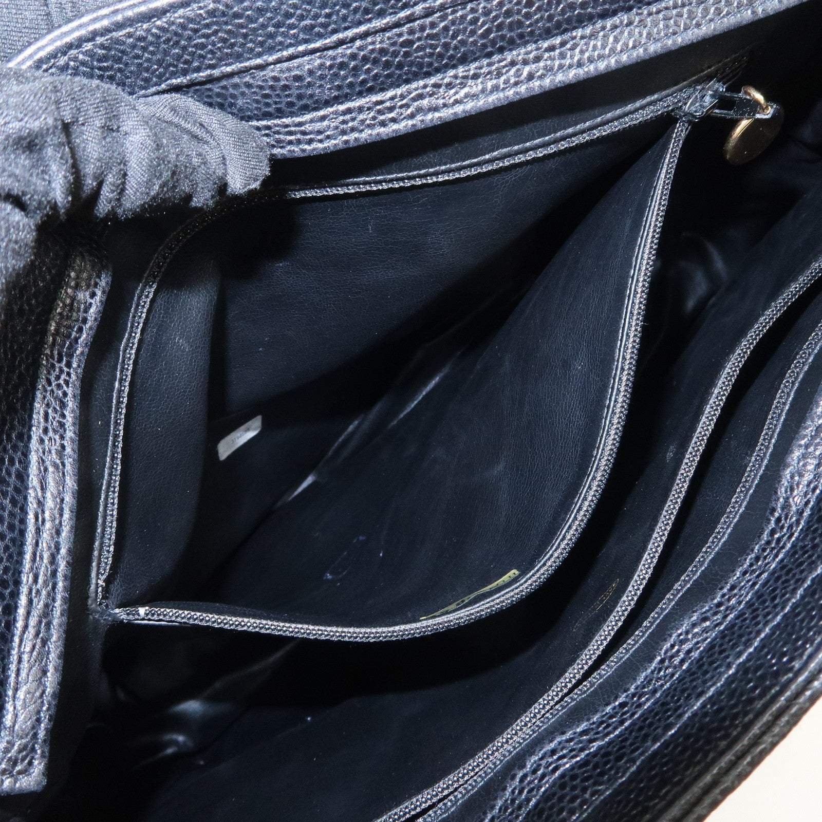 CHANEL Triple COCO Mark Caviarskin Shoulder Bag Tote Bag Black