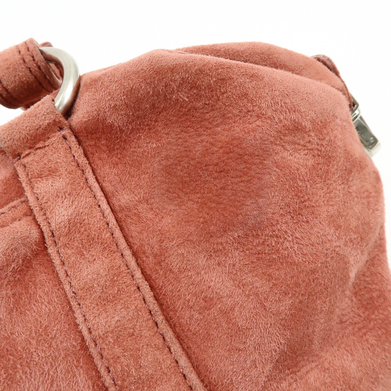 PRADA Suede Boston Bag Hand Bag Pink BR2630