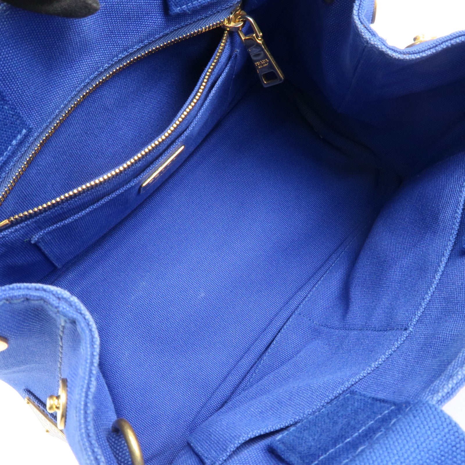 PRADA Logo Canapa Mini Canvas 2Way Tote Shoulder Bag Blue BN2439 Used