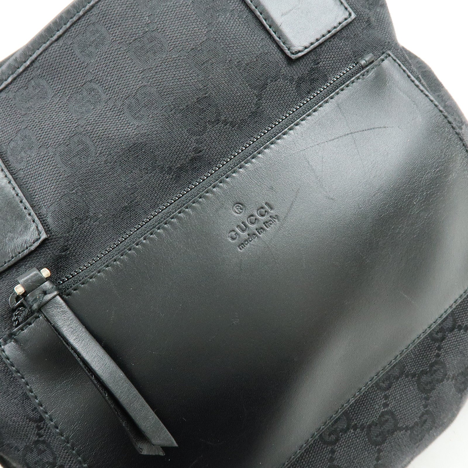 GUCCI GG Canvas Leather Tote Bag Shoulder Bag Black 28893