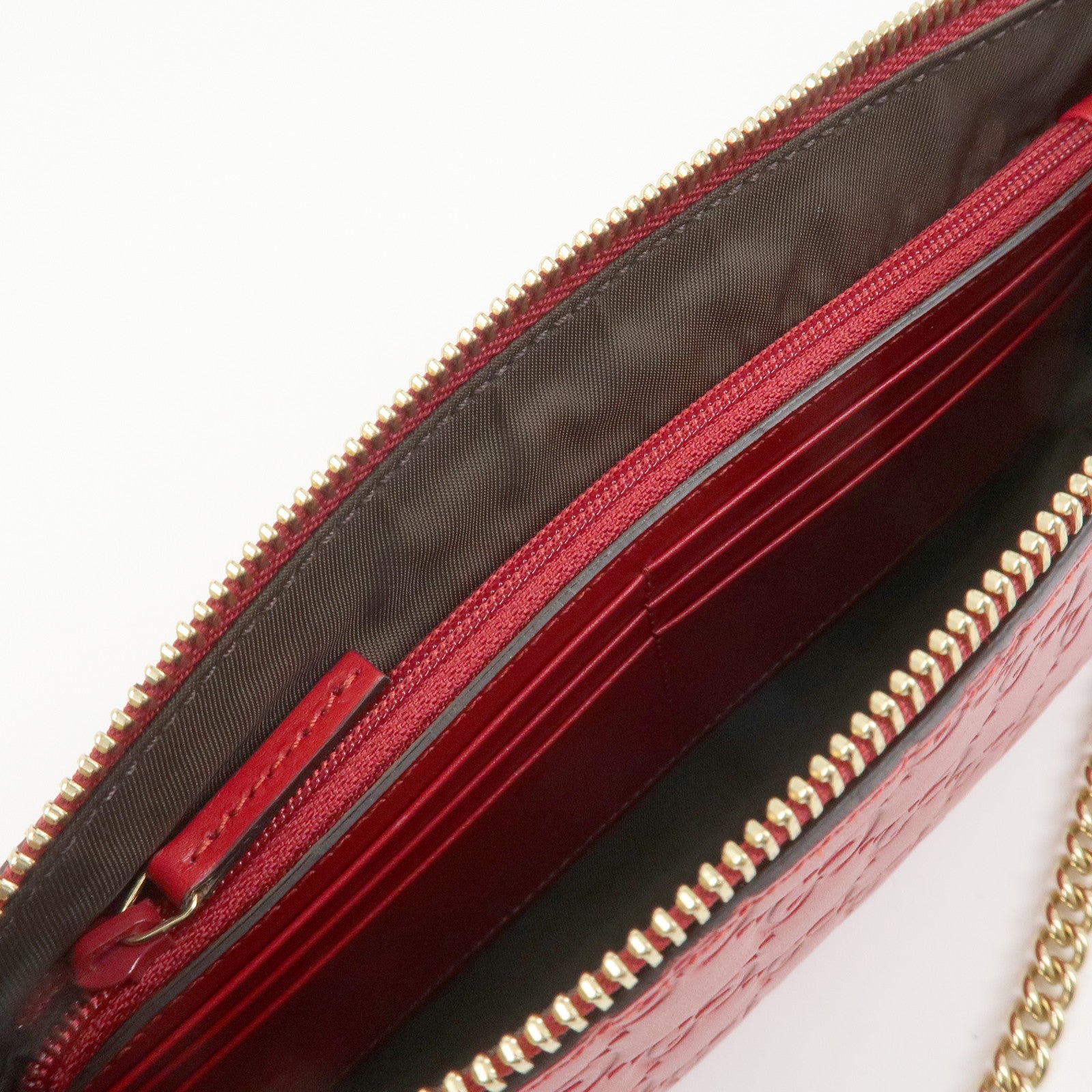 GUCCI Guccissima Leather Chain Shoulder Bag Pouch Red 428449