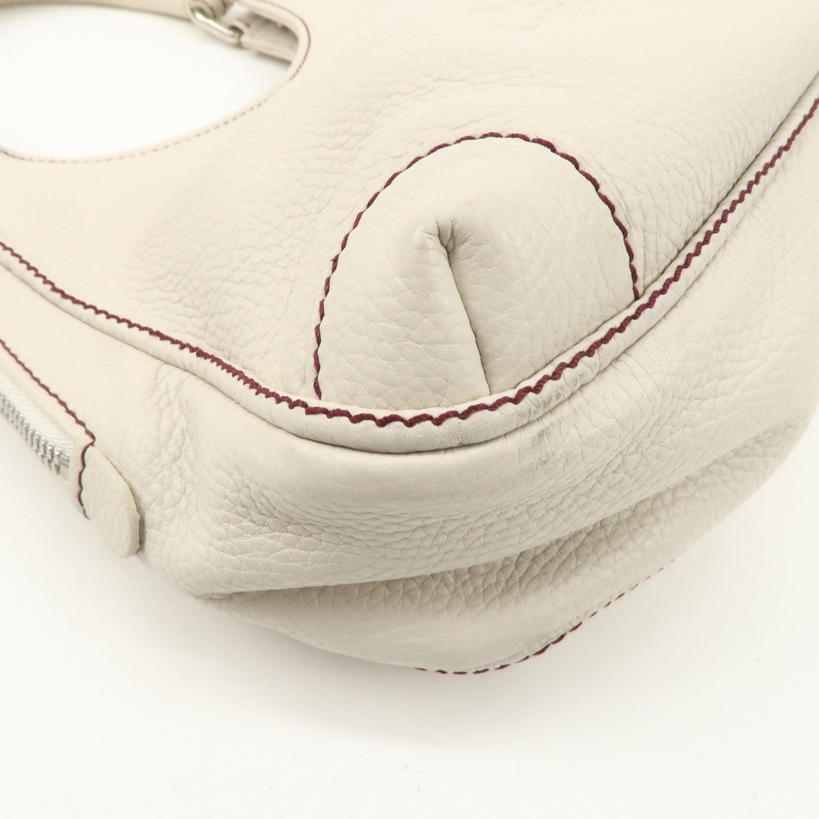 CHANEL Logo Calf Leather Fringe Tassel Shoulder Bag Hand Bag White A23055 Used