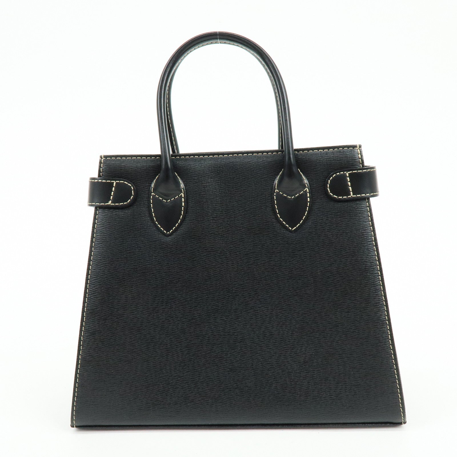 BURBERRY Logo Leather Hand Bag Black