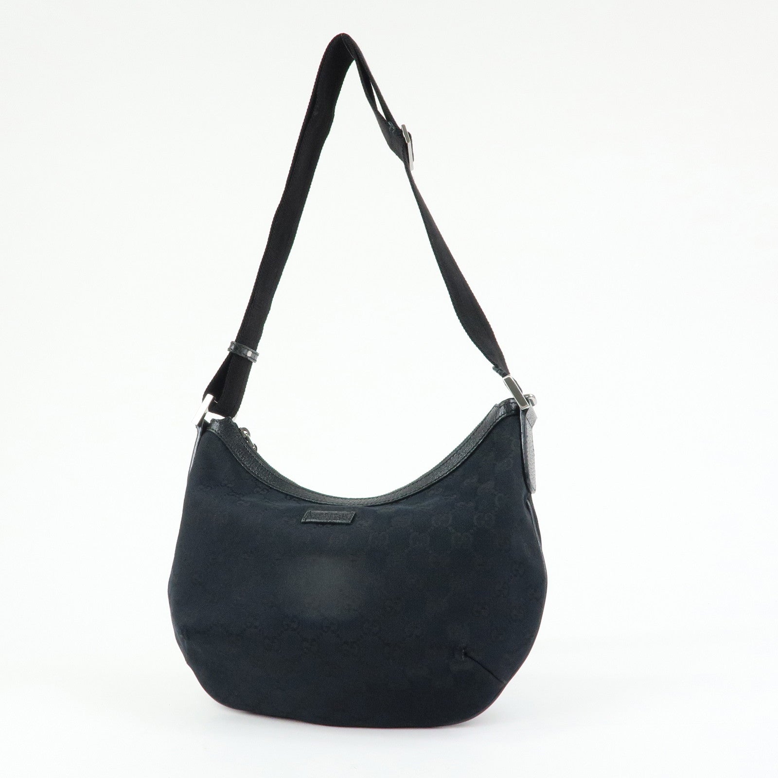 GUCCI GG Canvas Leather Shoulder Bag Crossbody Bag Black 181092