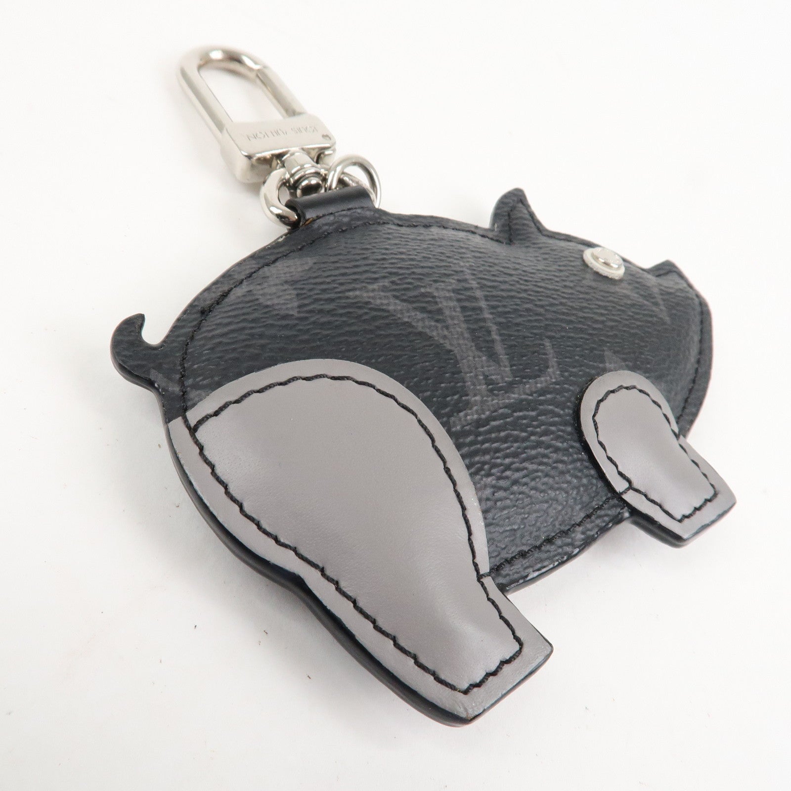 Louis Vuitton Porte Cle Monogram Leather Key Charm Pig Black MP1994 Used