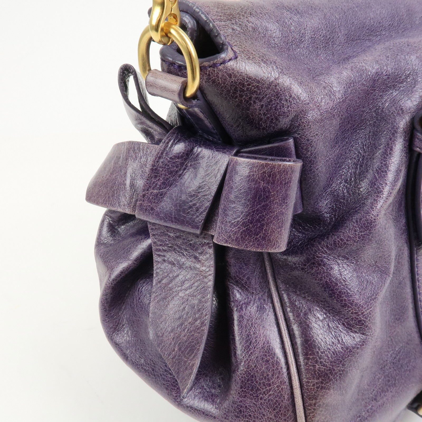 MIU MIU Logo Leather 2Way Bag Hand Bag Shoulder Bag Purple
