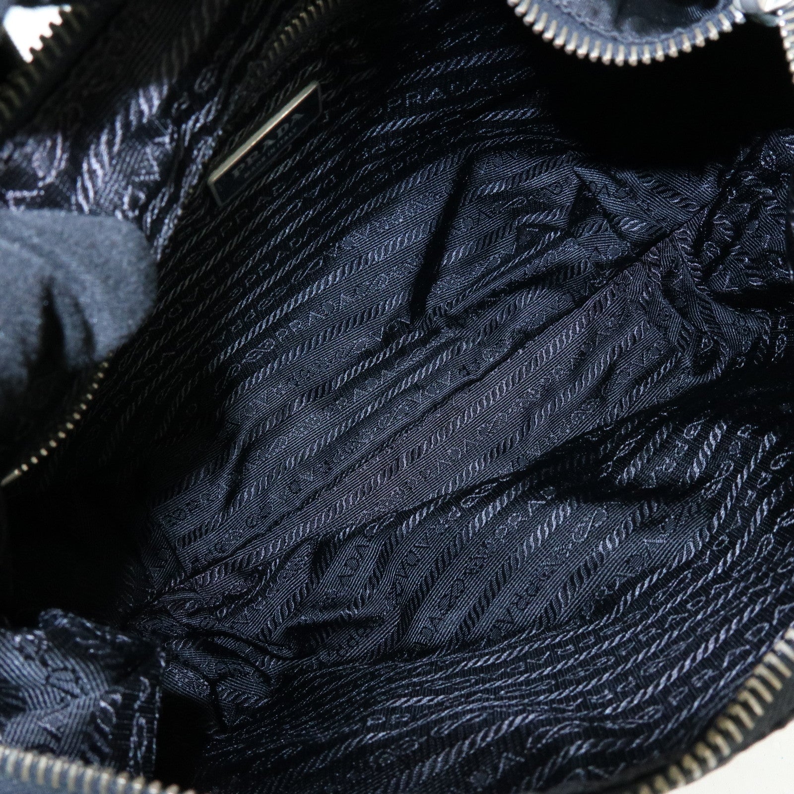 PRADA Triangle Logo Nylon Saffiano Leather Shoulder Bag BR3332