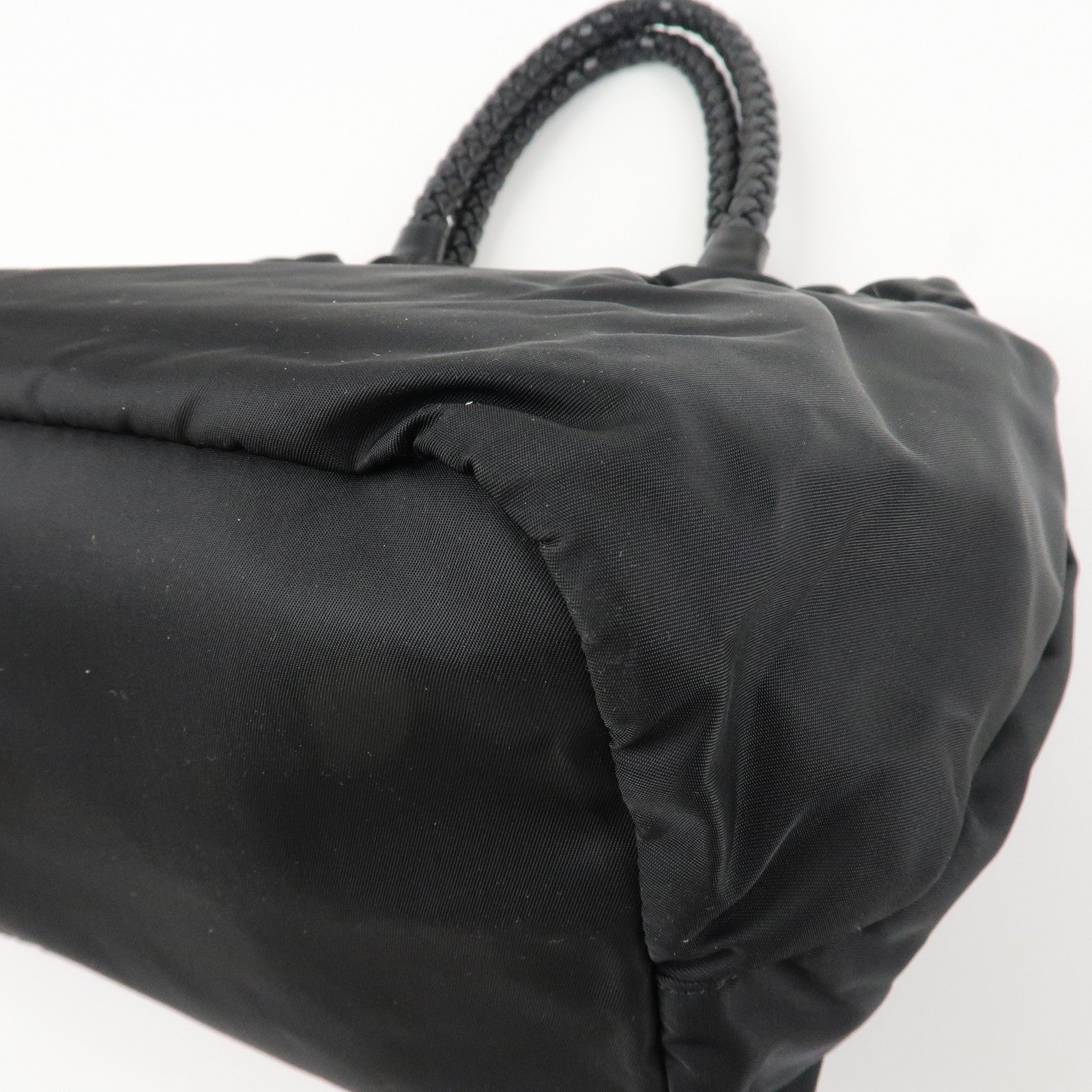 PRADA Logo Nylon Leather 2Way Bag Shoulder Bag Hand Bag Black BN1970 Used