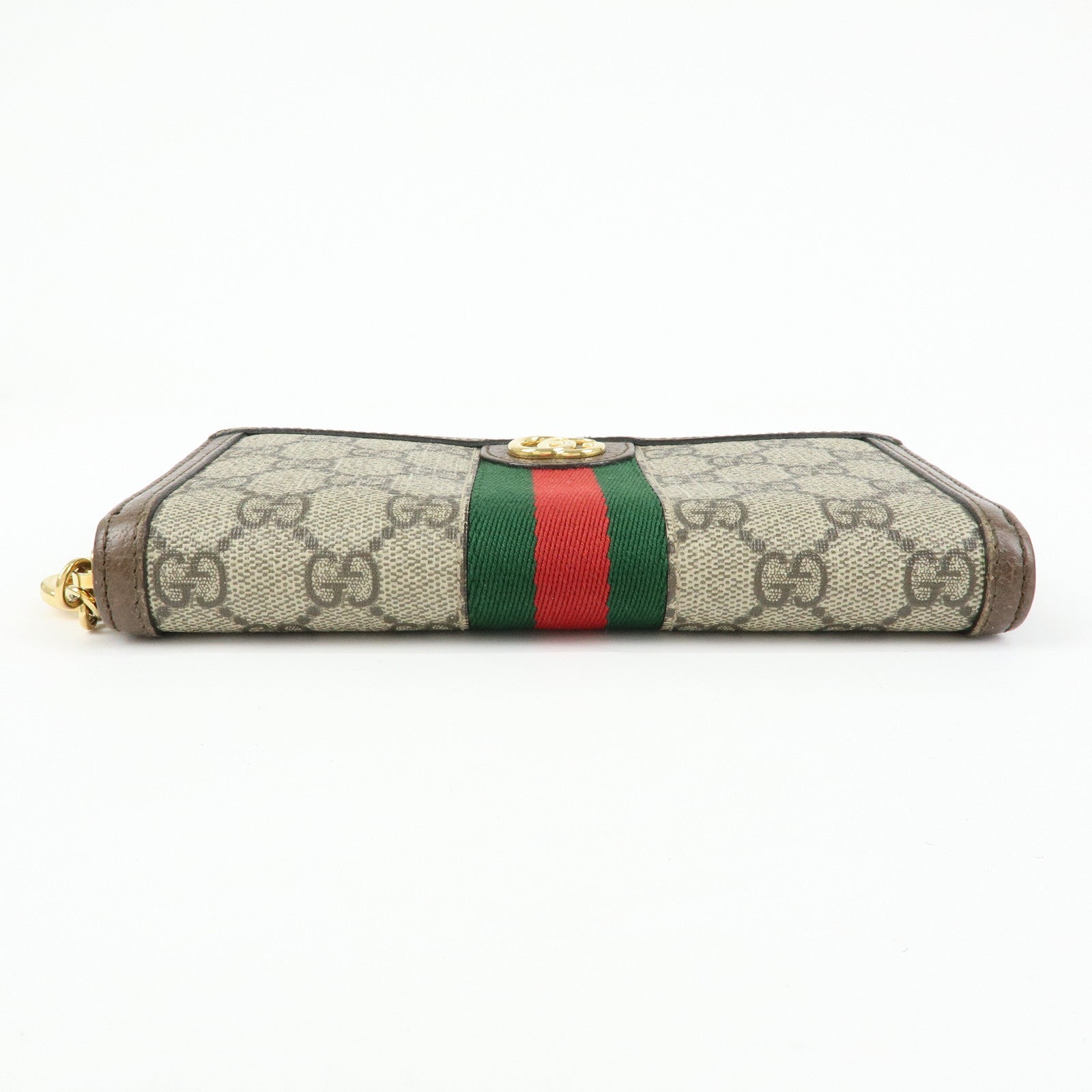 GUCCI Ophidia Sherry GG Supreme Leather Round Zippy Wallet 523154