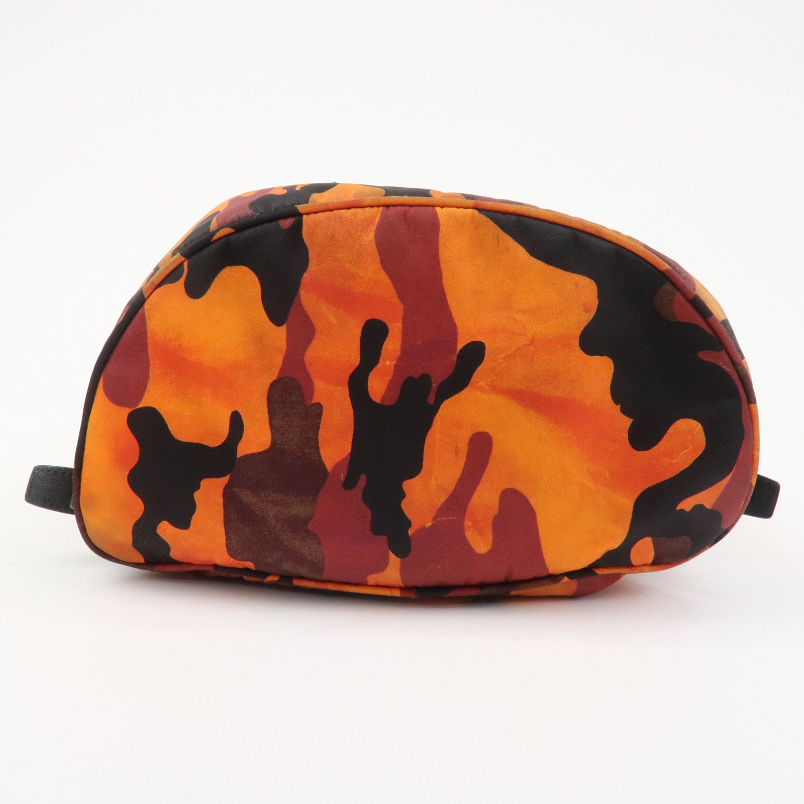PRADA Triangle Logo Nylon Leather Backpack Camouflage OrangeBZ0032
