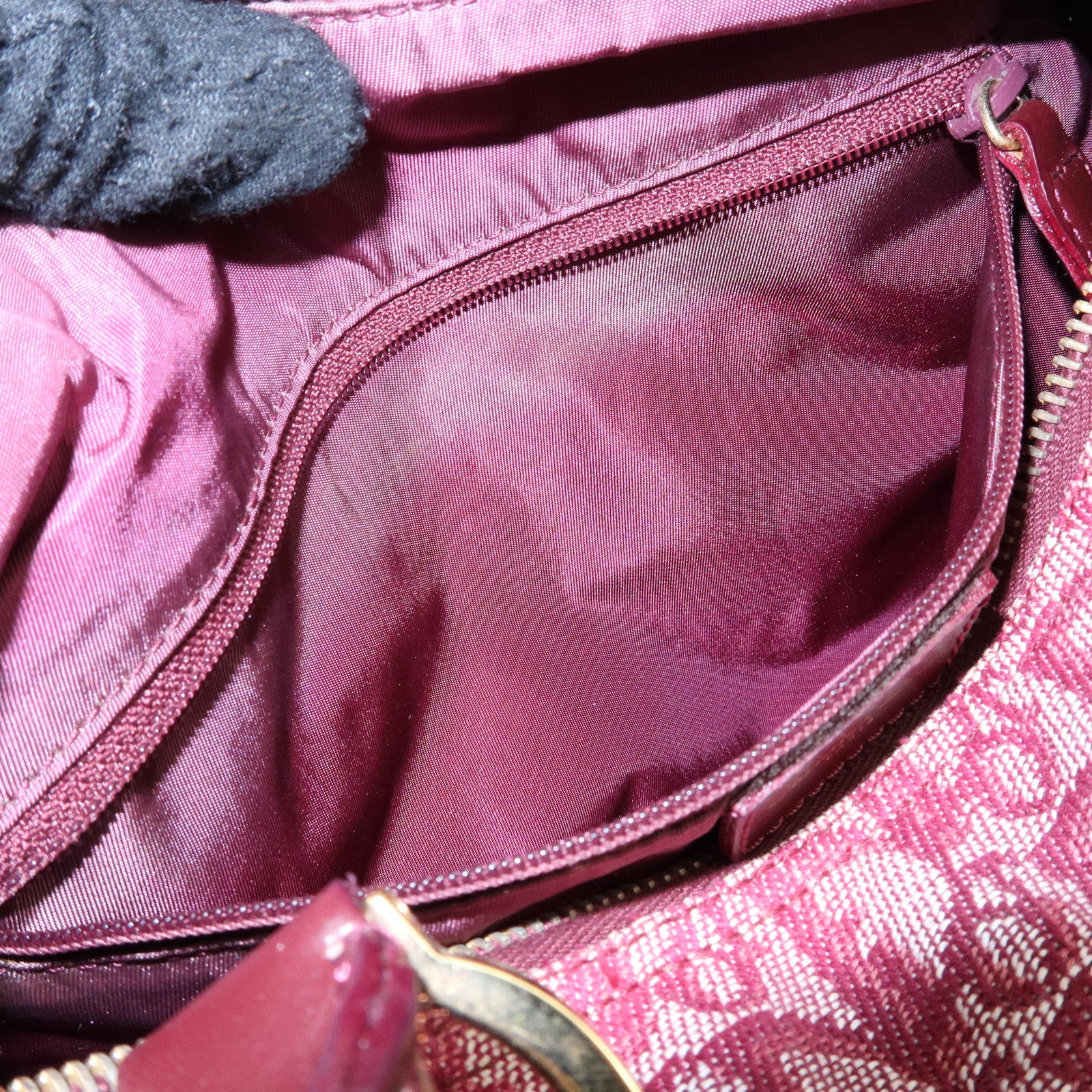 Christian Dior Trotter Jacquard Leather Boston Bag Burgundy