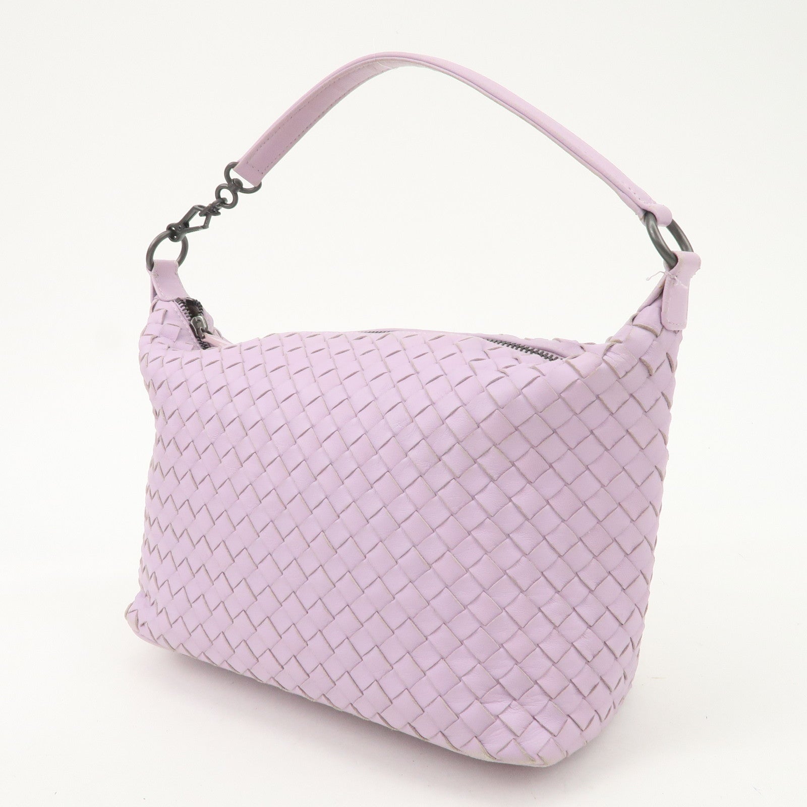 BOTTEGA VENETA Intrecciato Leather Shoulder Bag Hand Bag Purple Used