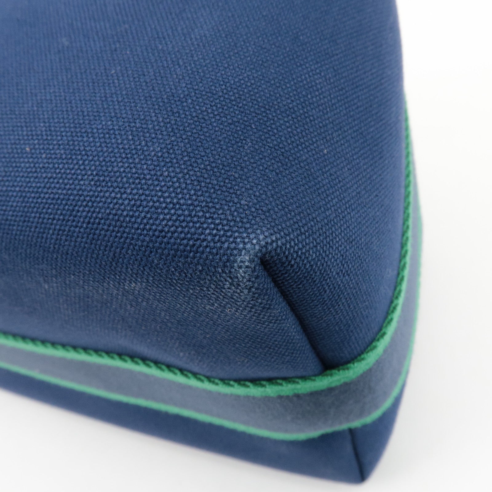 HERMES Canvas Bride A Brac GM Hand Bag Cosmetic Pouch Green Navy Used